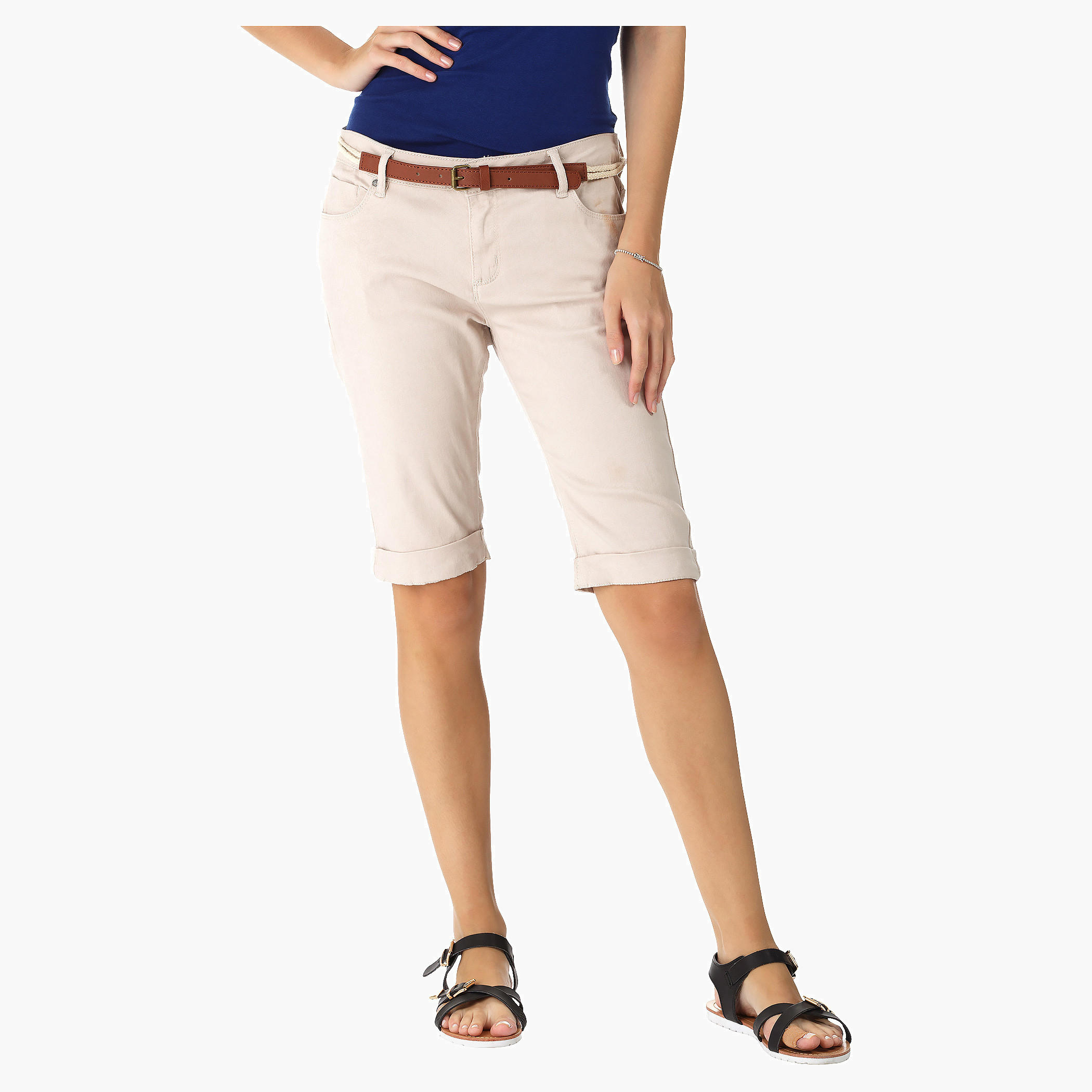 Solid Colour Shorts-women-clothing-bottoms-shorts-image-1