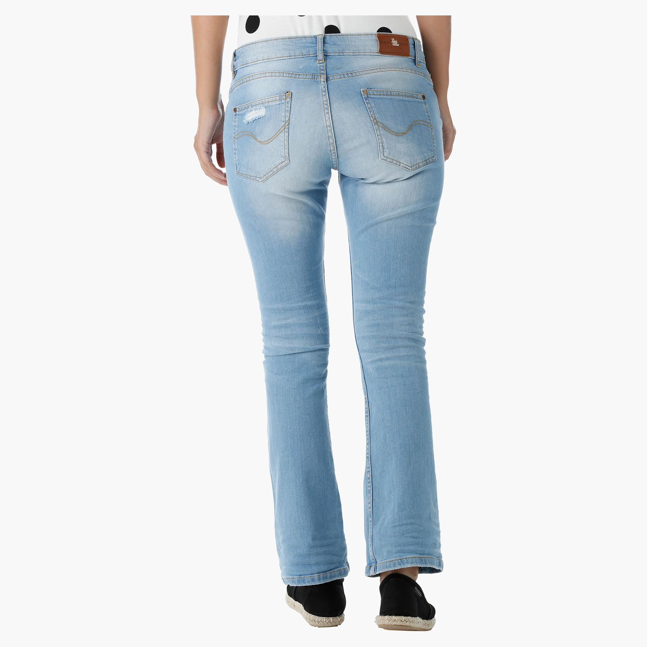 Kick Flare Jeans with Distressing in Skinny Fit-women-clothing-bottoms-jeans-image-2