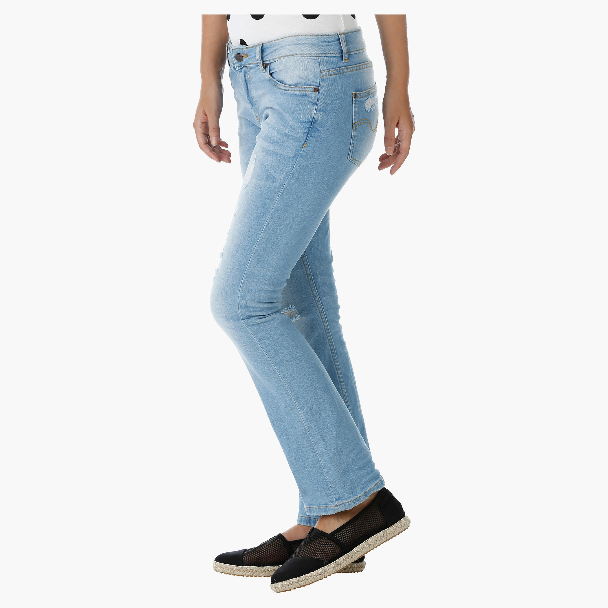 Kick Flare Jeans with Distressing in Skinny Fit-women-clothing-bottoms-jeans-image-3