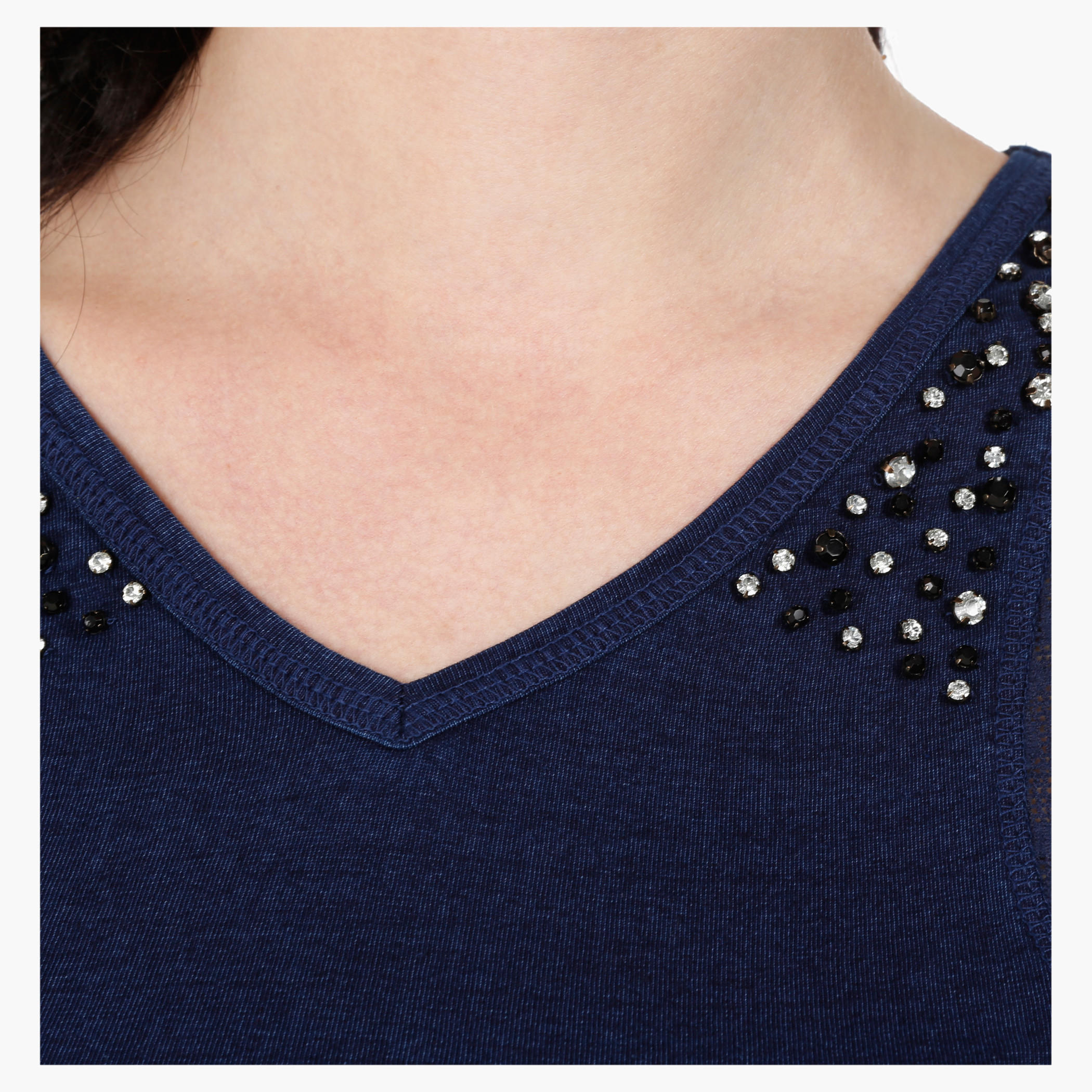 Embellished Cotton Sleeveless T-Shirt in Regular Fit-women-clothing-tshirts-image-2