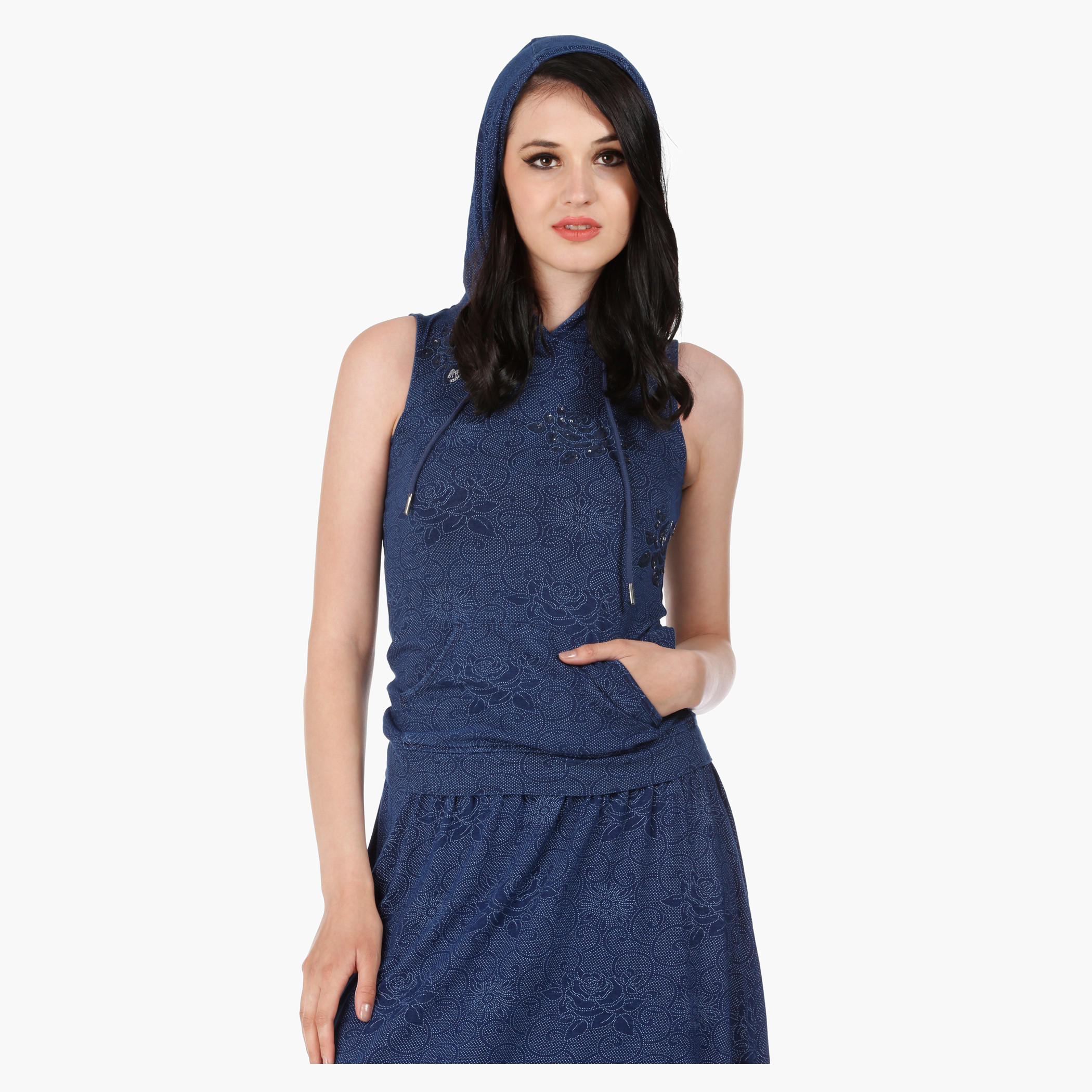 Embellished Denim T-Shirt in Regular Fit-women-clothing-tshirts-image-1