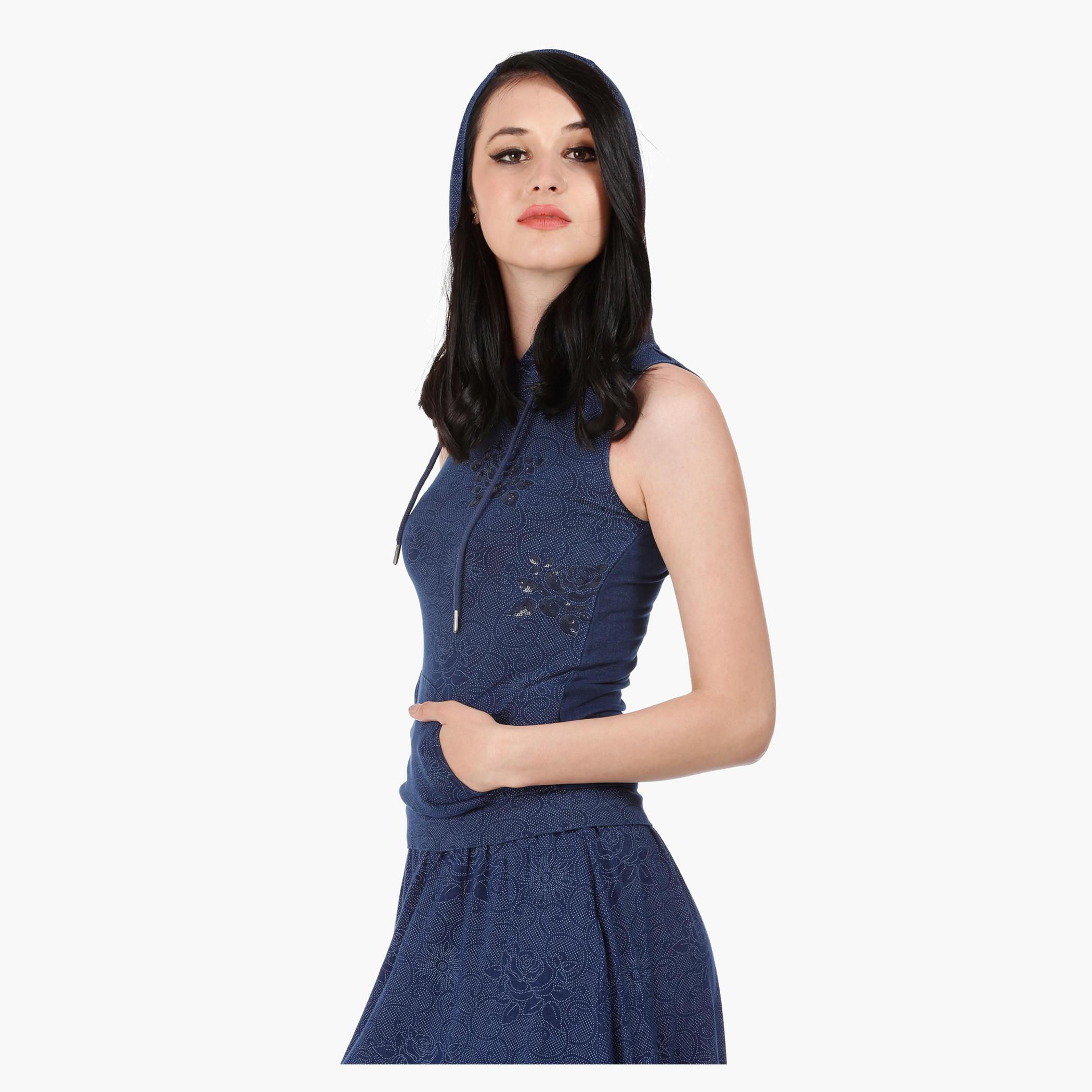 Embellished Denim T-Shirt in Regular Fit-women-clothing-tshirts-image-3
