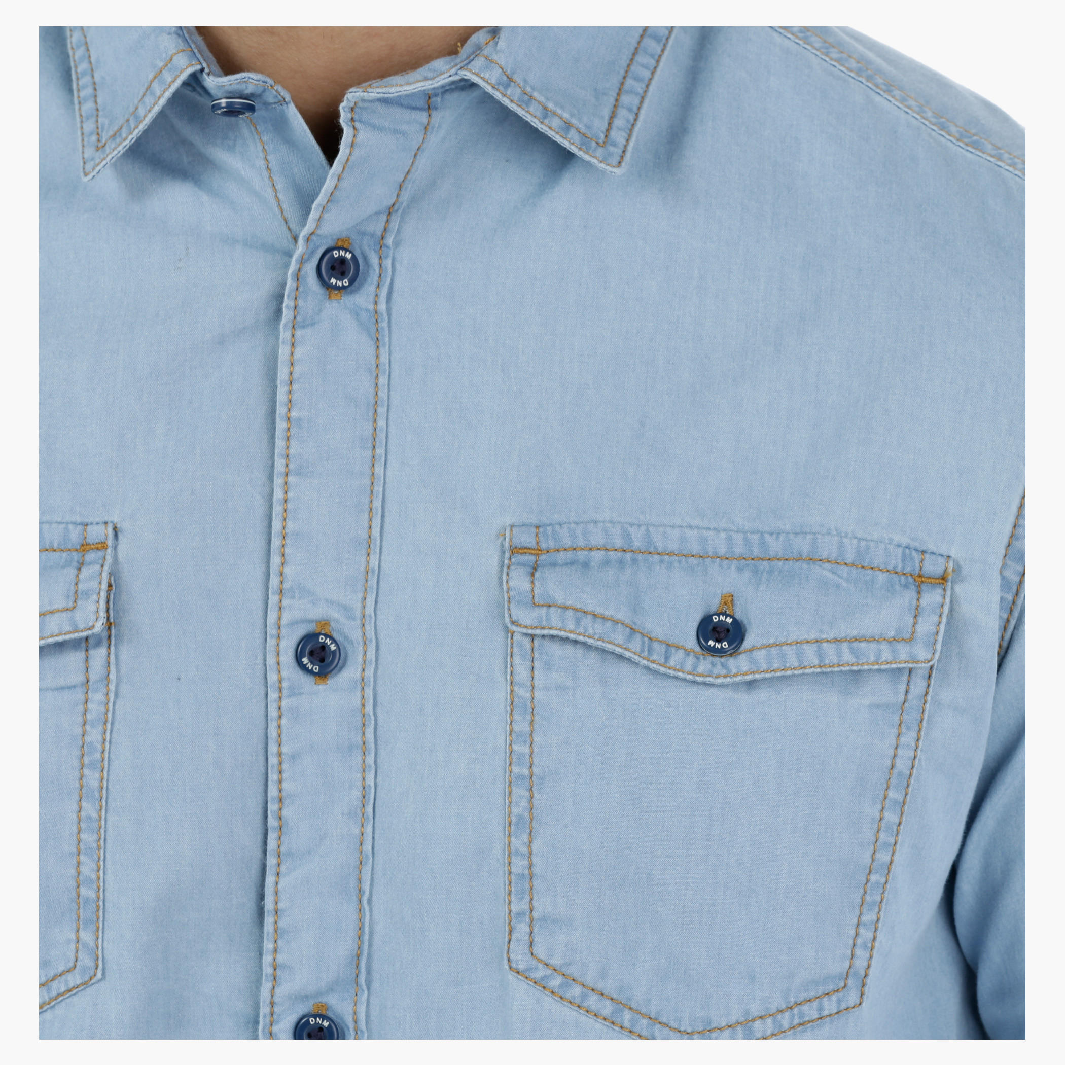 Denim Long Sleeves Shirt with Chest Pockets-men-clothing-shirts-image-4