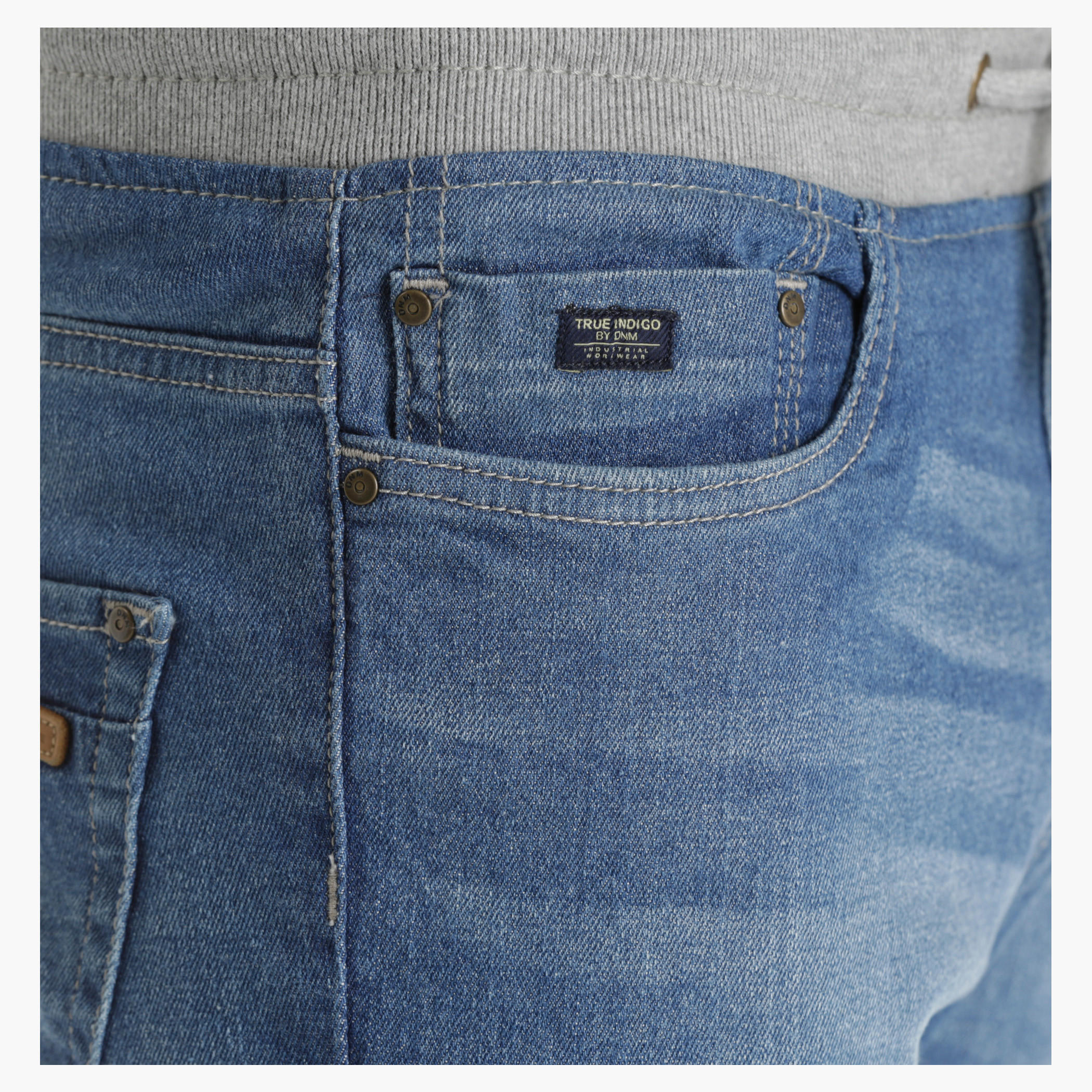 Denim Shorts with Ribbed Waistband in Regular Fit-men-clothing-bottoms-shorts-image-4