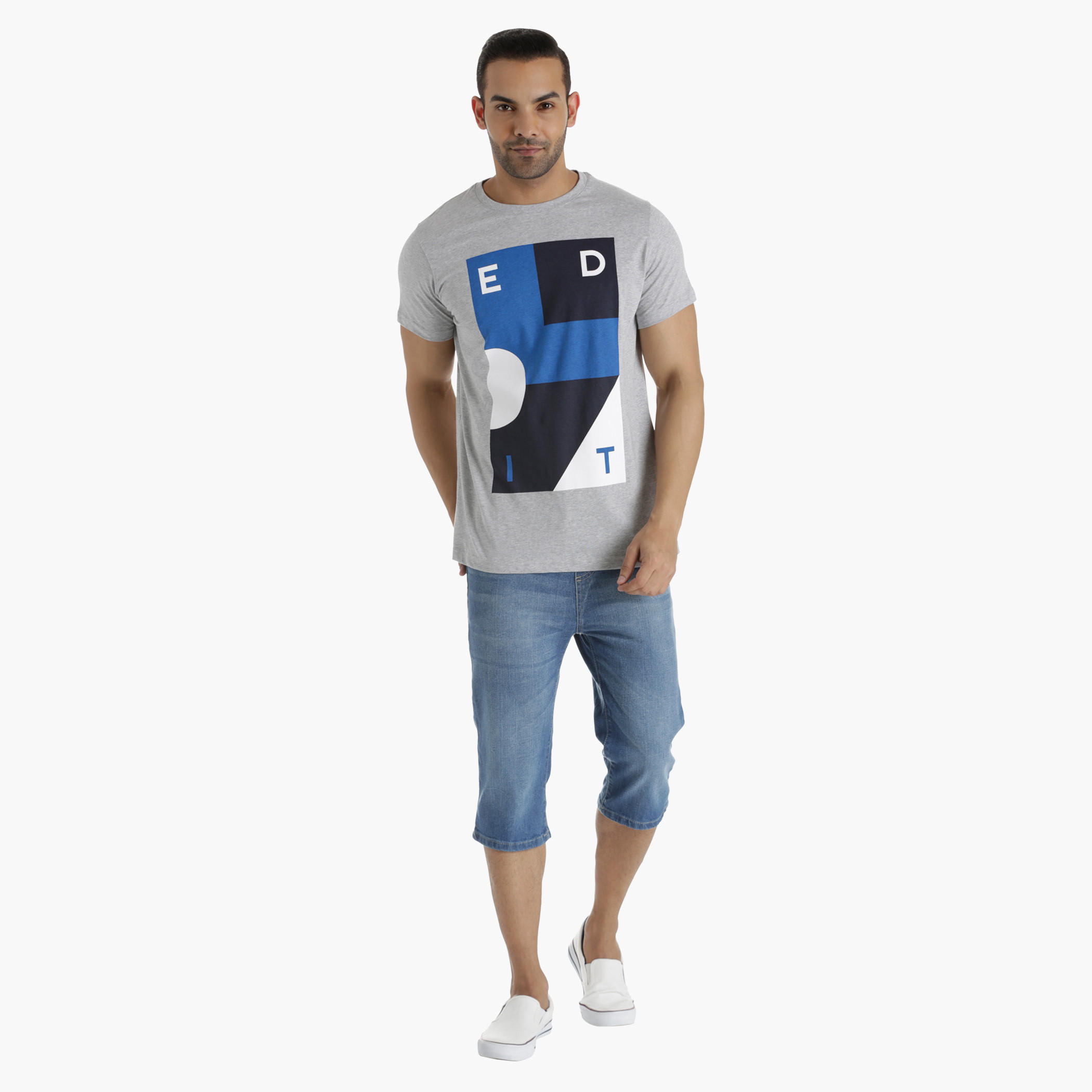 Denim Shorts with Ribbed Waistband in Regular Fit-men-clothing-bottoms-shorts-image-5