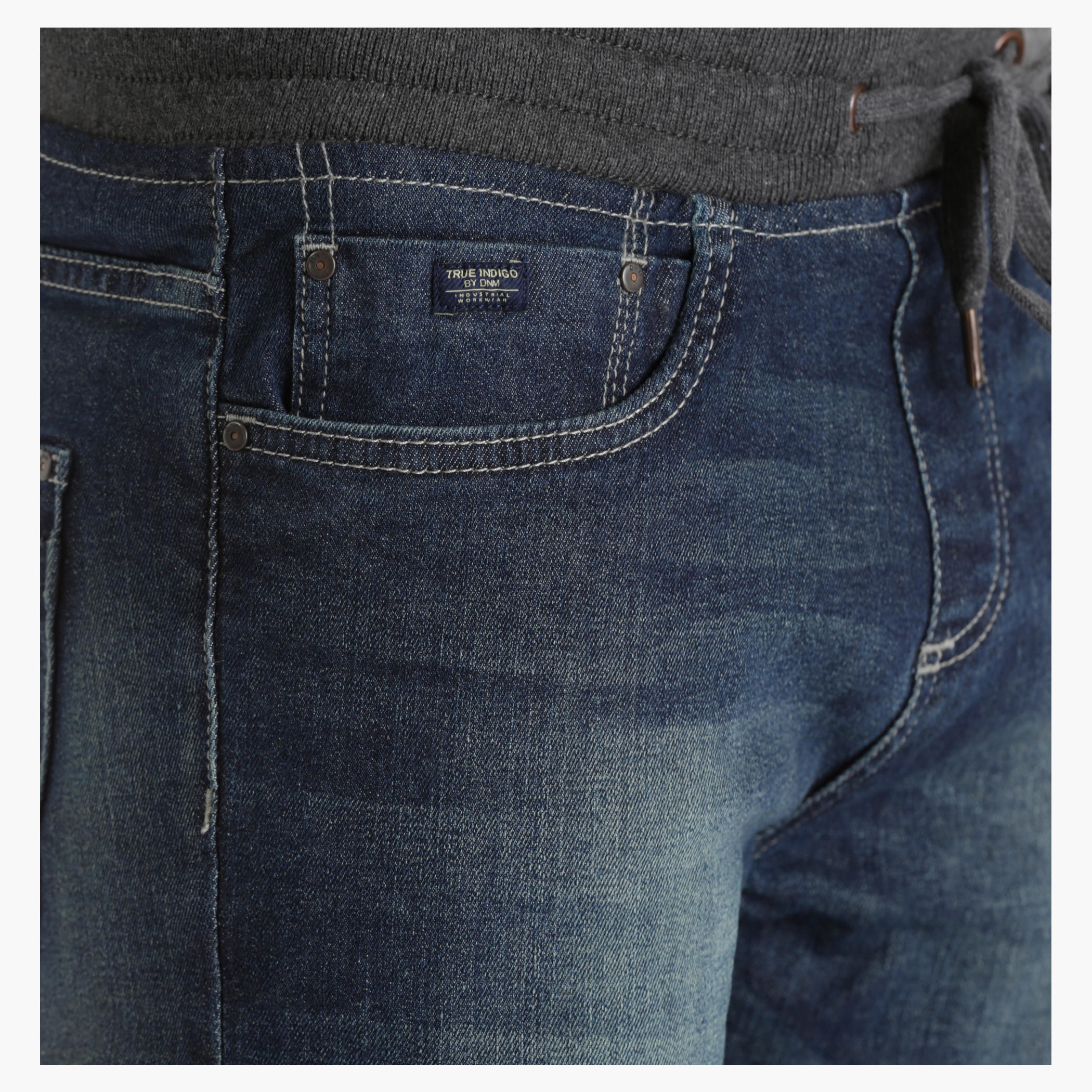 Denim Shorts with Ribbed Waistband in Regular Fit-men-clothing-bottoms-shorts-image-9