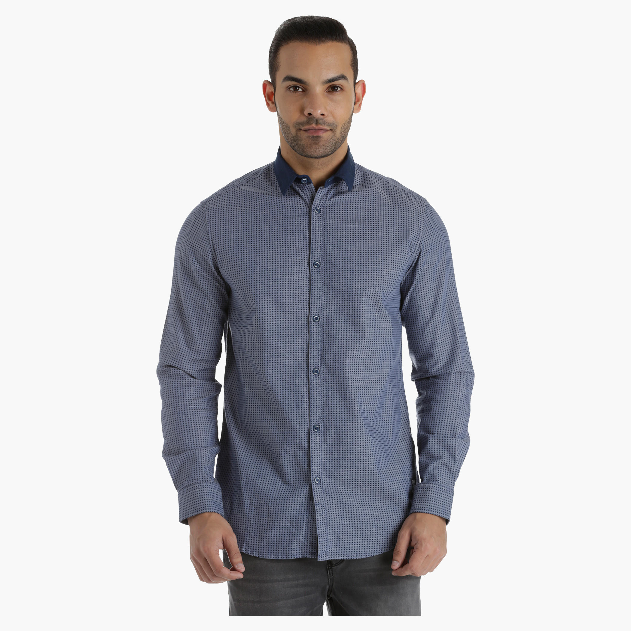 Denim Shirt in Slim Fit-men-clothing-shirts-image-1