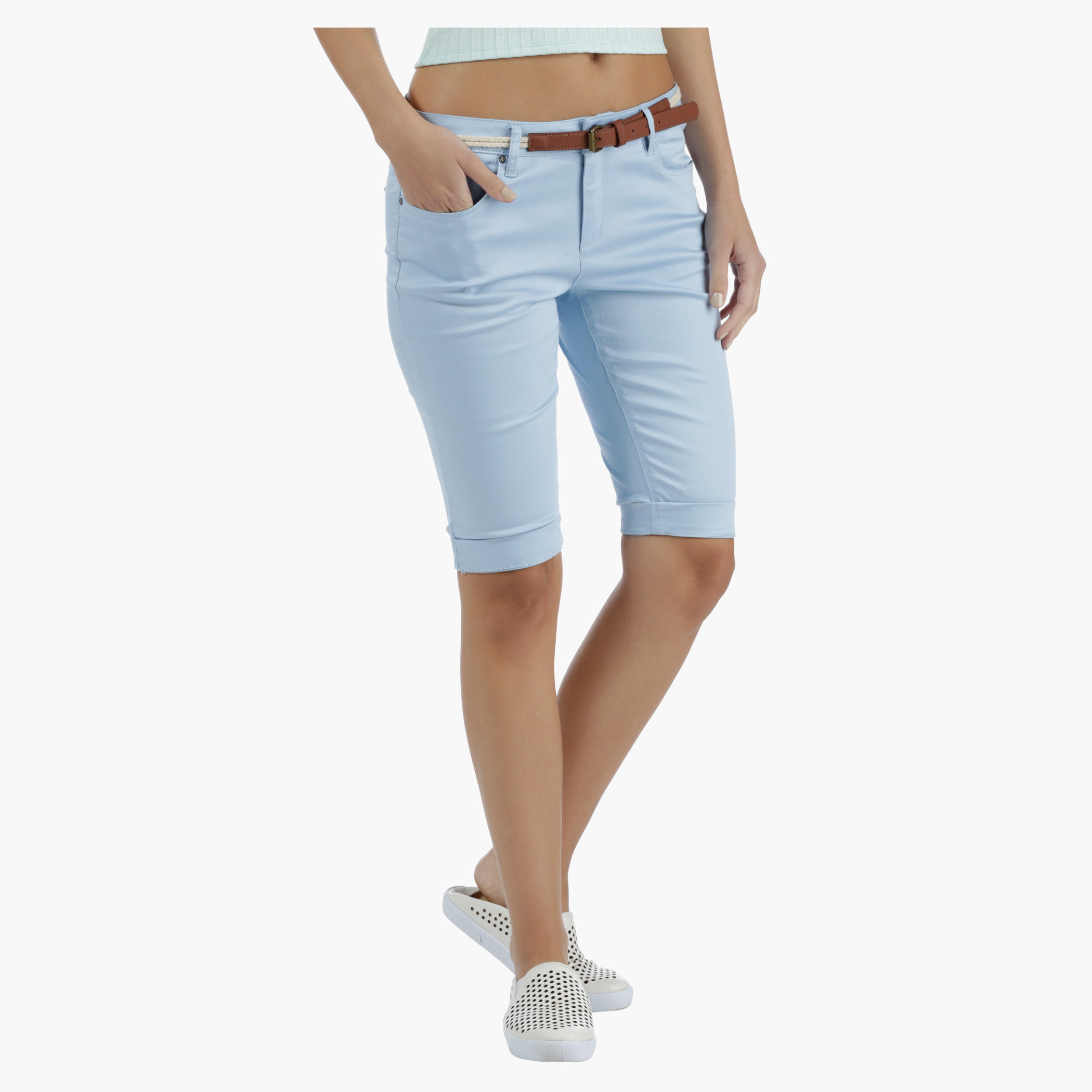 Denim Cycling Shorts in Regular Fit-women-clothing-bottoms-shorts-image-1