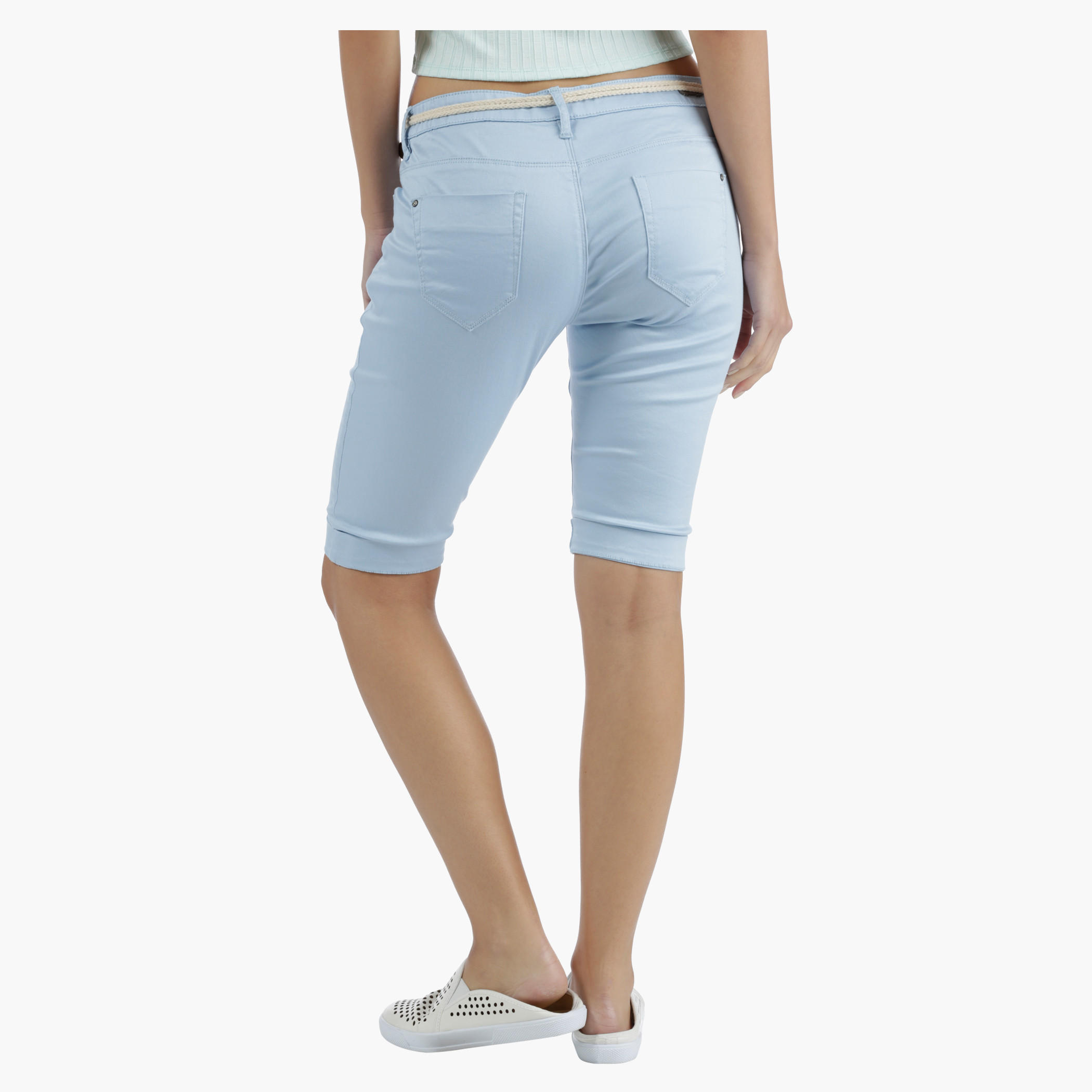 Denim Cycling Shorts in Regular Fit-women-clothing-bottoms-shorts-image-2