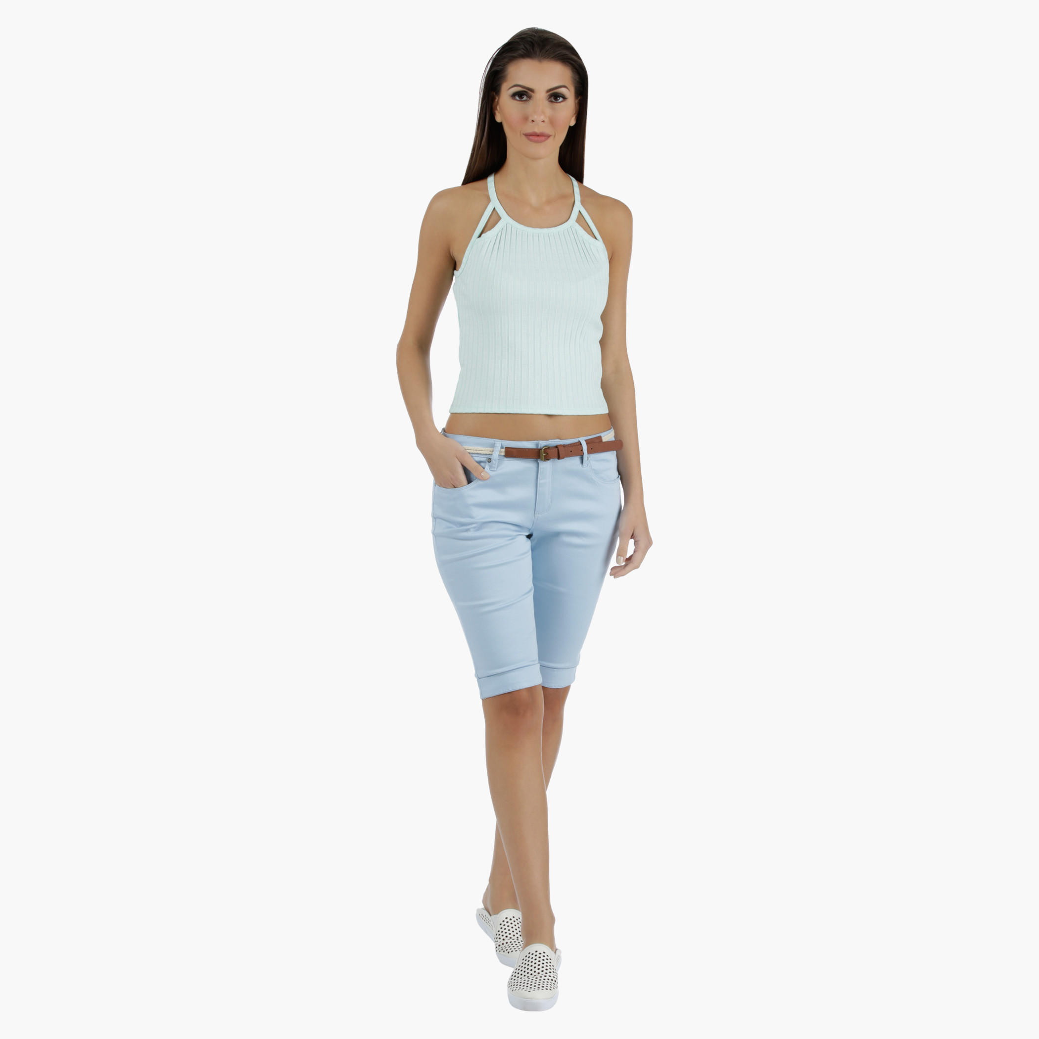 Denim Cycling Shorts in Regular Fit-women-clothing-bottoms-shorts-image-5