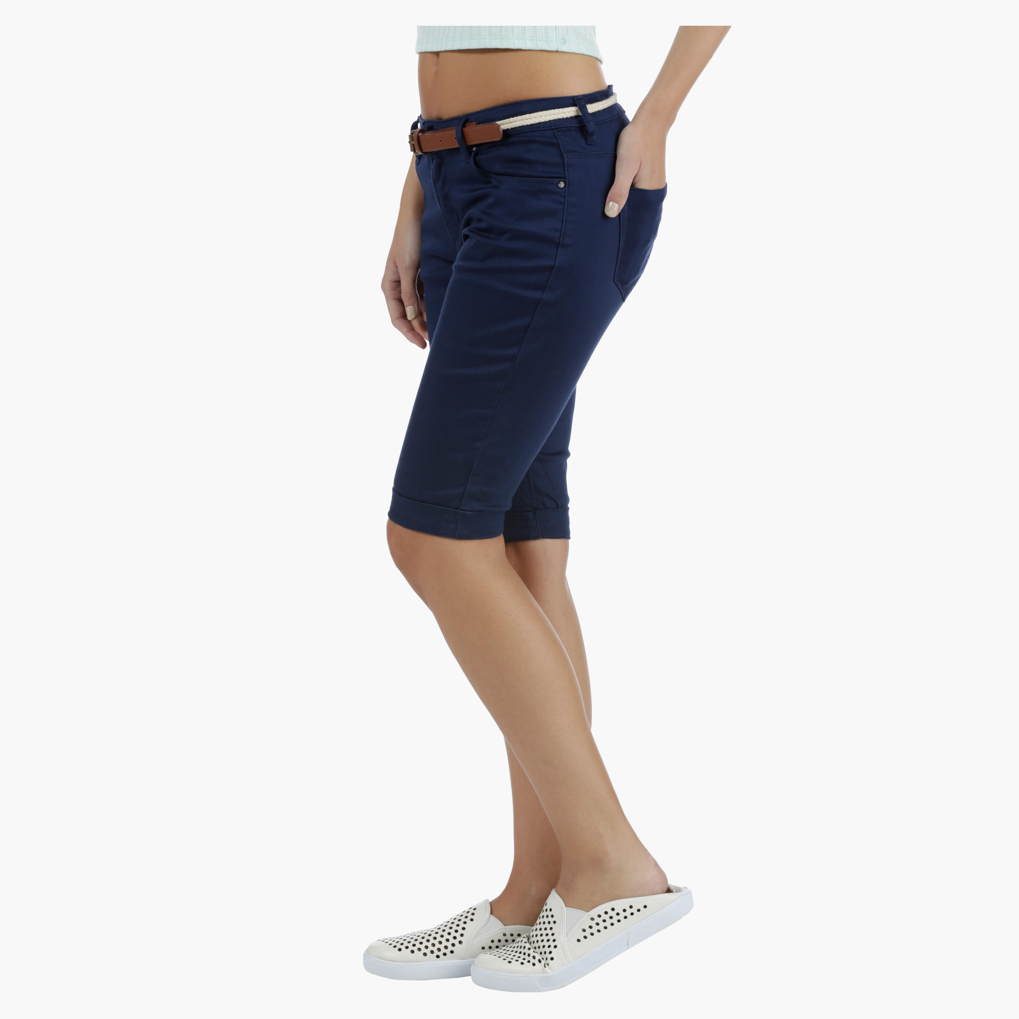 Denim Cycling Shorts in Regular Fit-women-clothing-bottoms-shorts-image-3