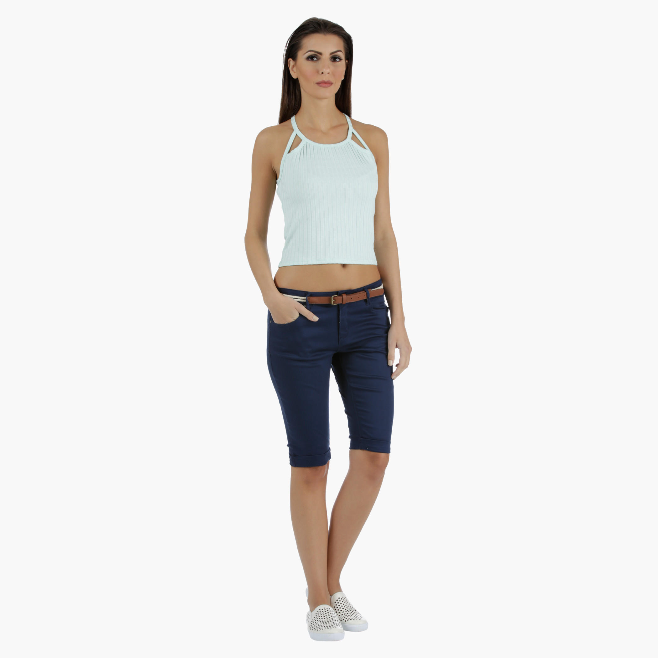 Denim Cycling Shorts in Regular Fit-women-clothing-bottoms-shorts-image-1