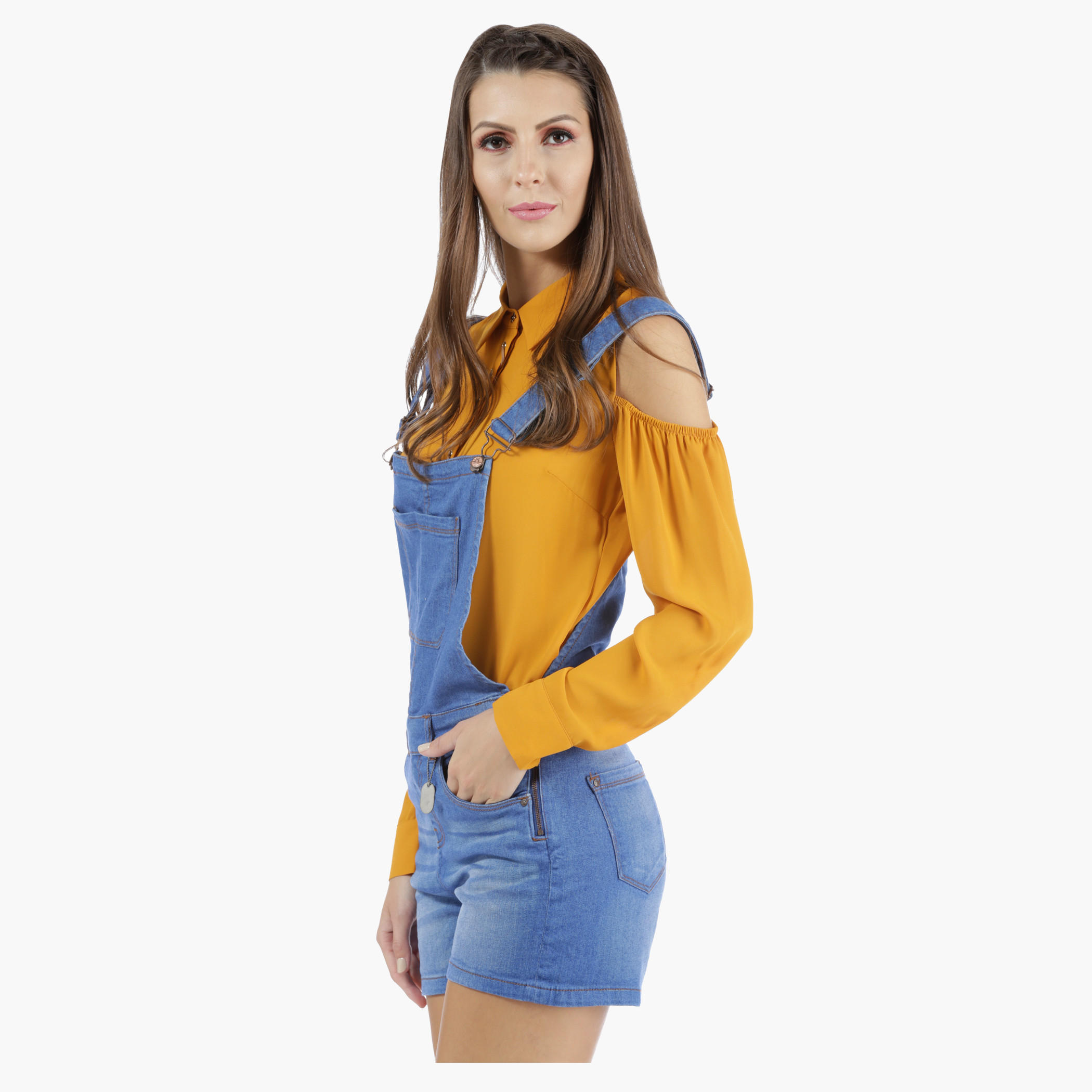 Denim Dungaree Shorts in Skinny Fit-women-clothing-bottoms-jeans-image-3