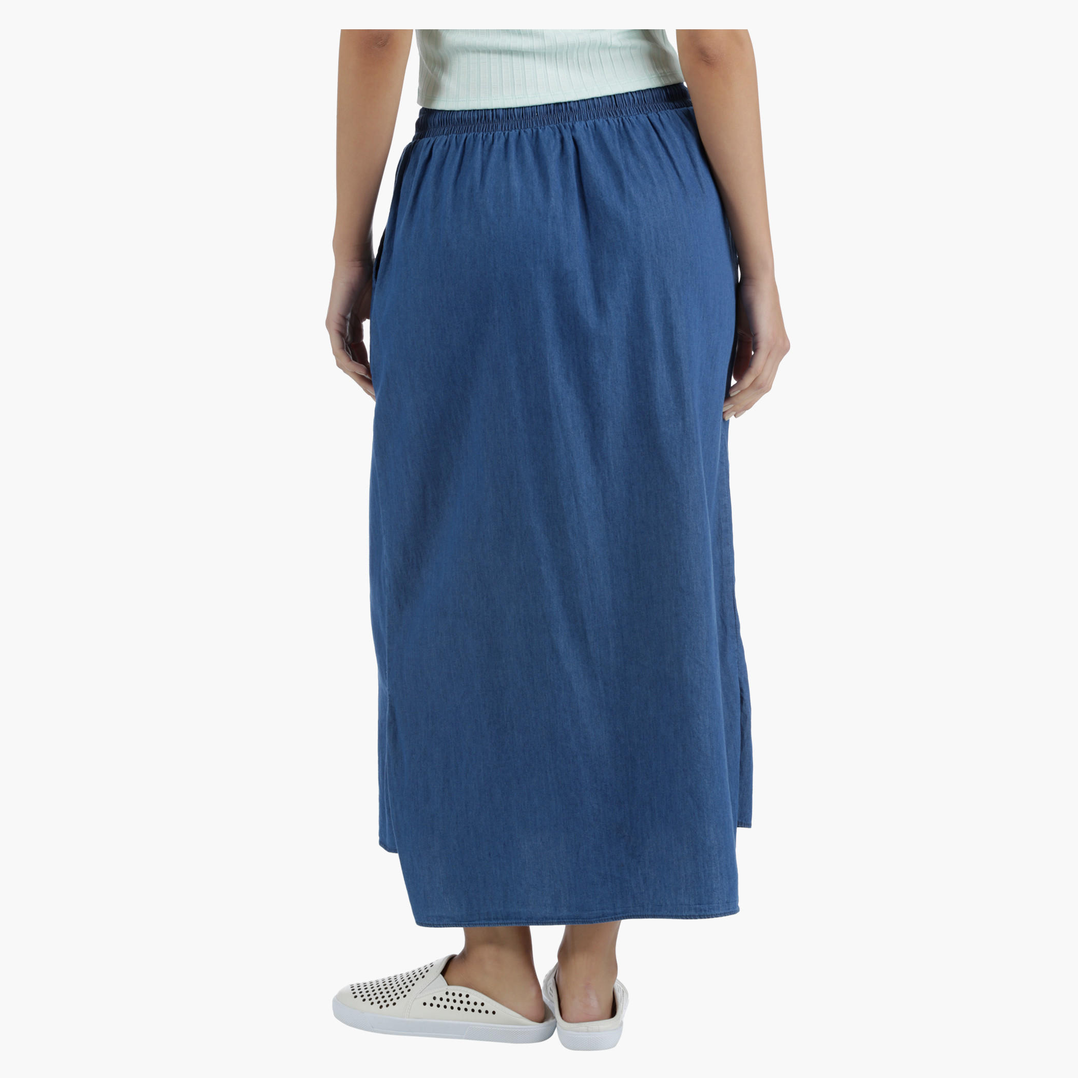 Mid-Length Denim Skirt in Regular Fit-women-clothing-bottoms-skirts-image-2