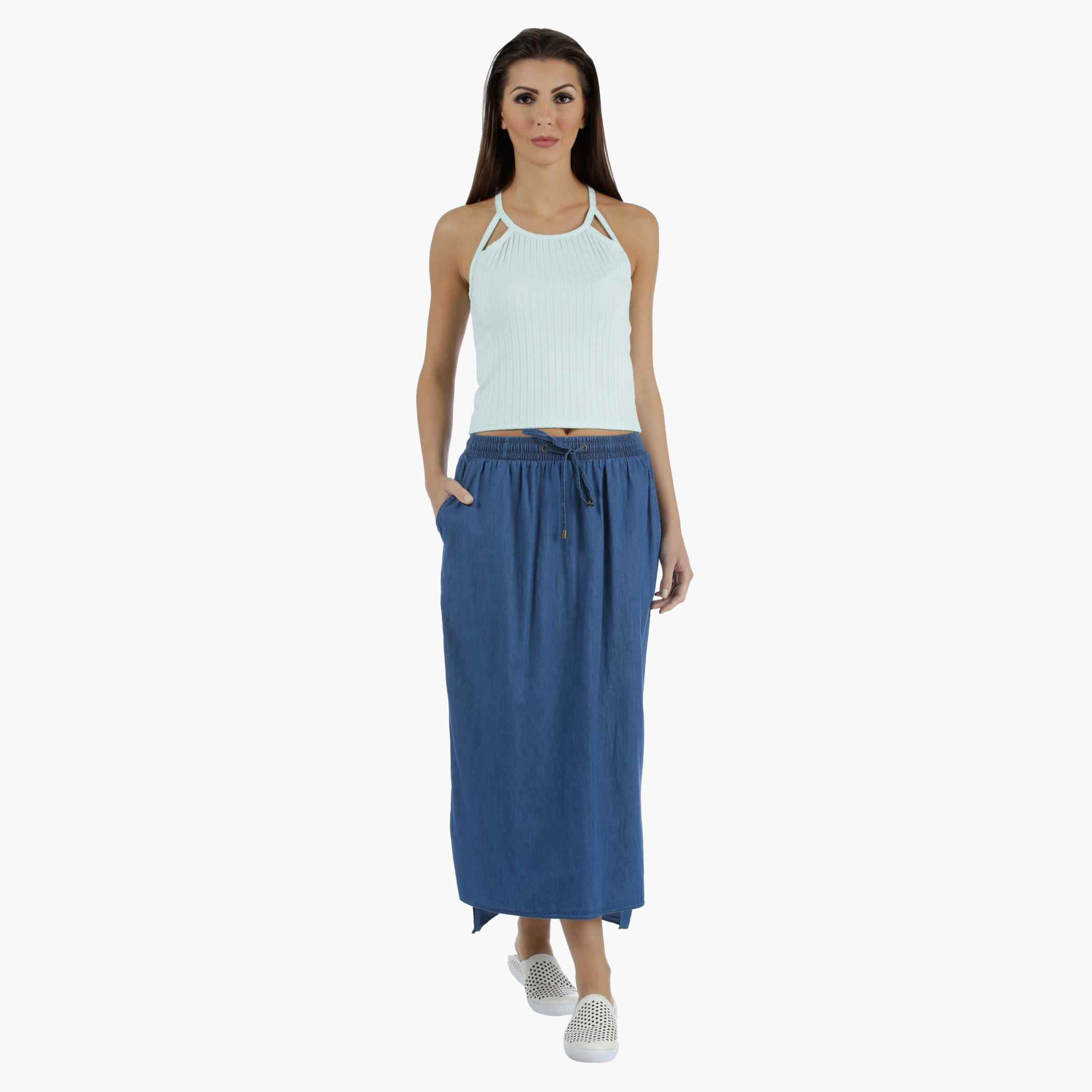 Mid-Length Denim Skirt in Regular Fit-women-clothing-bottoms-skirts-image-5