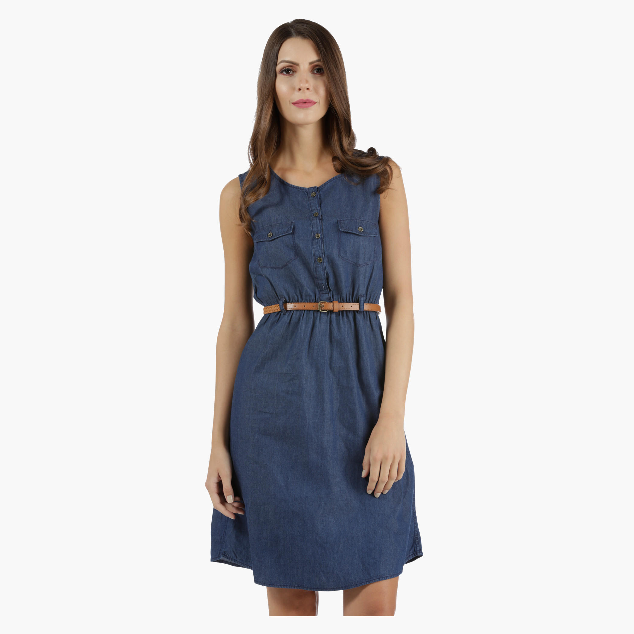 Denim Mini Dress in Regular Fit-women-clothing-dresses-image-1