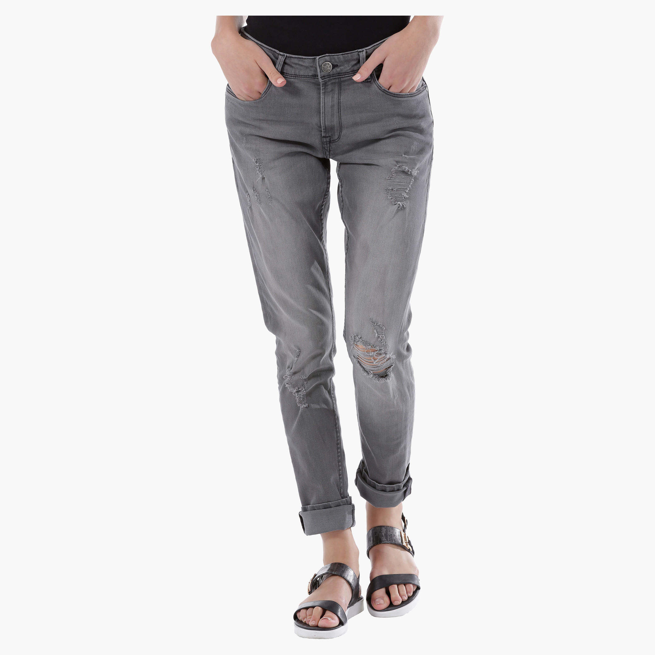 # data mismatch - gender - model # Full Length Distressed Jeans-men-clothing-bottoms-jeans-image-1