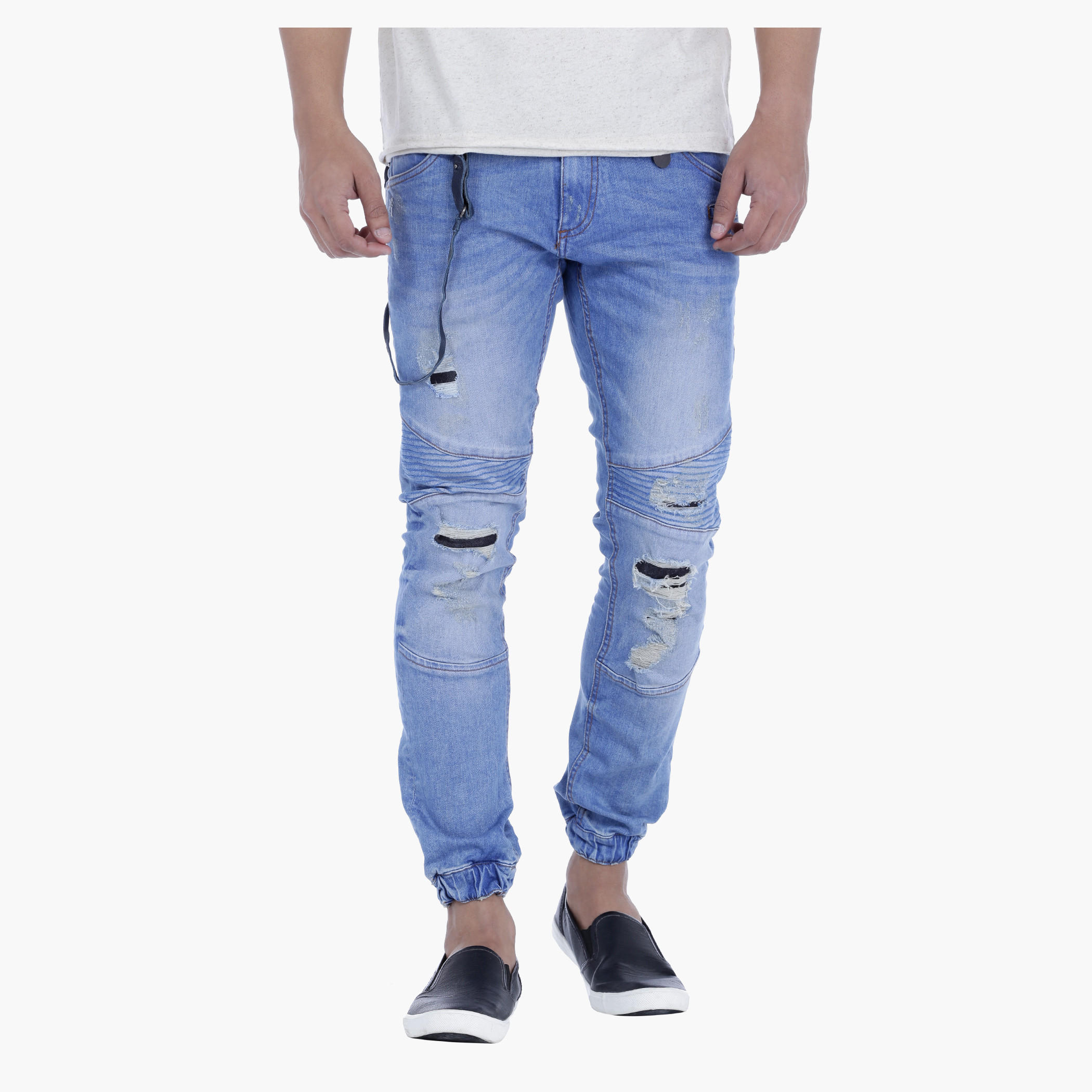 Full Length Denim Cuffed Pants-men-clothing-bottoms-jeans-image-1