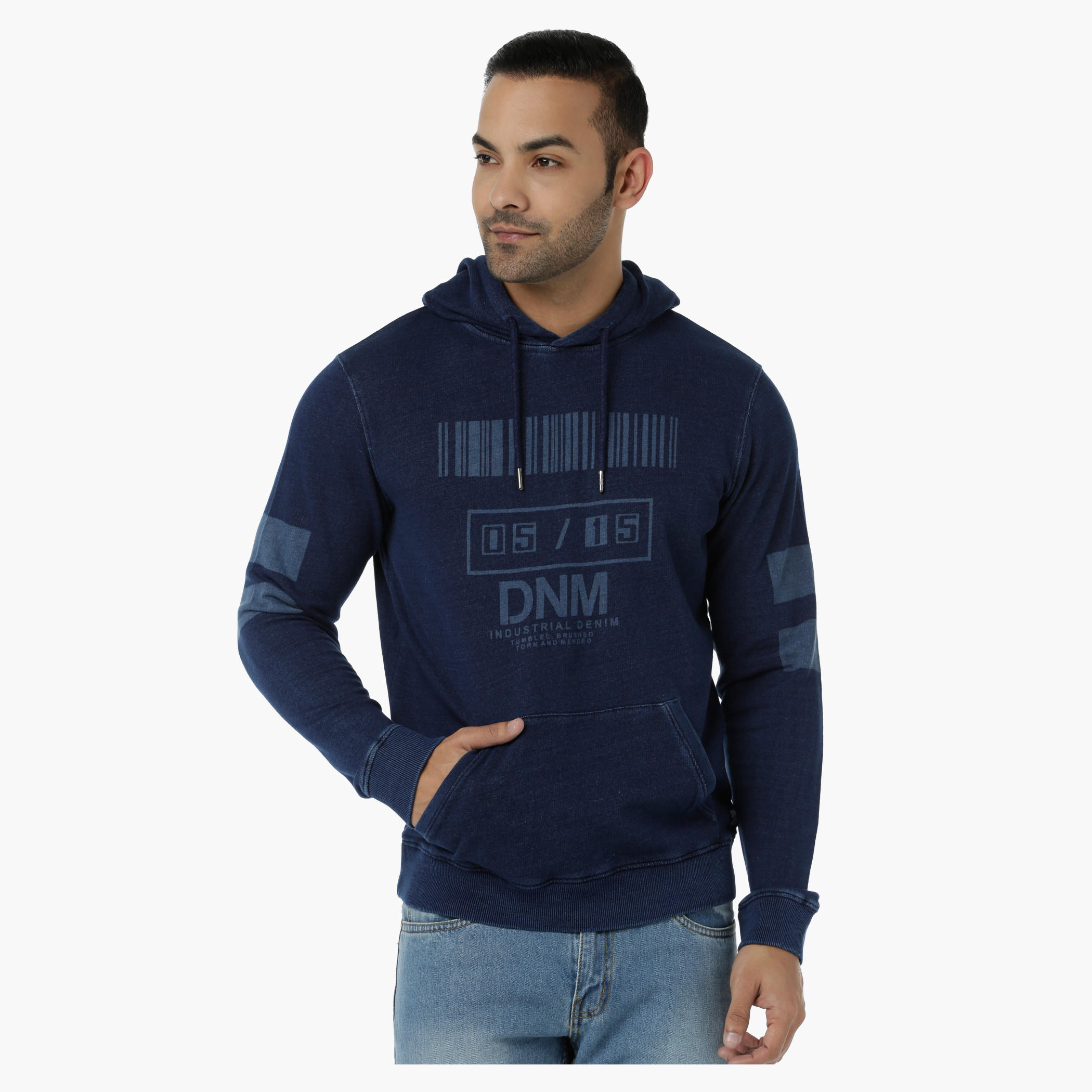 Cotton Hooded Sweatshirt with Round Neck and Long Sleeves in Regular Fit-men-winterwear-hoodiesandsweatshirts-image-1