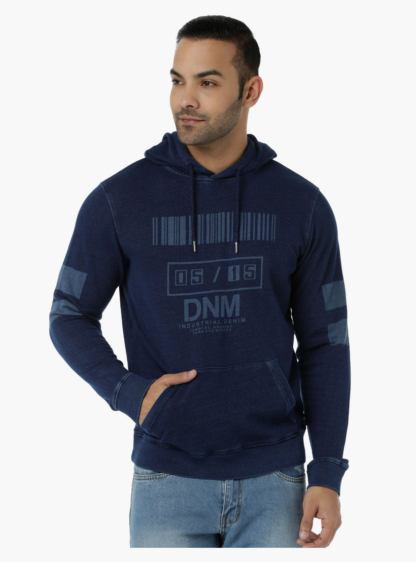 Cotton Hooded Sweatshirt with Round Neck and Long Sleeves in Regular Fit-men-winterwear-hoodiesandsweatshirts-image-1