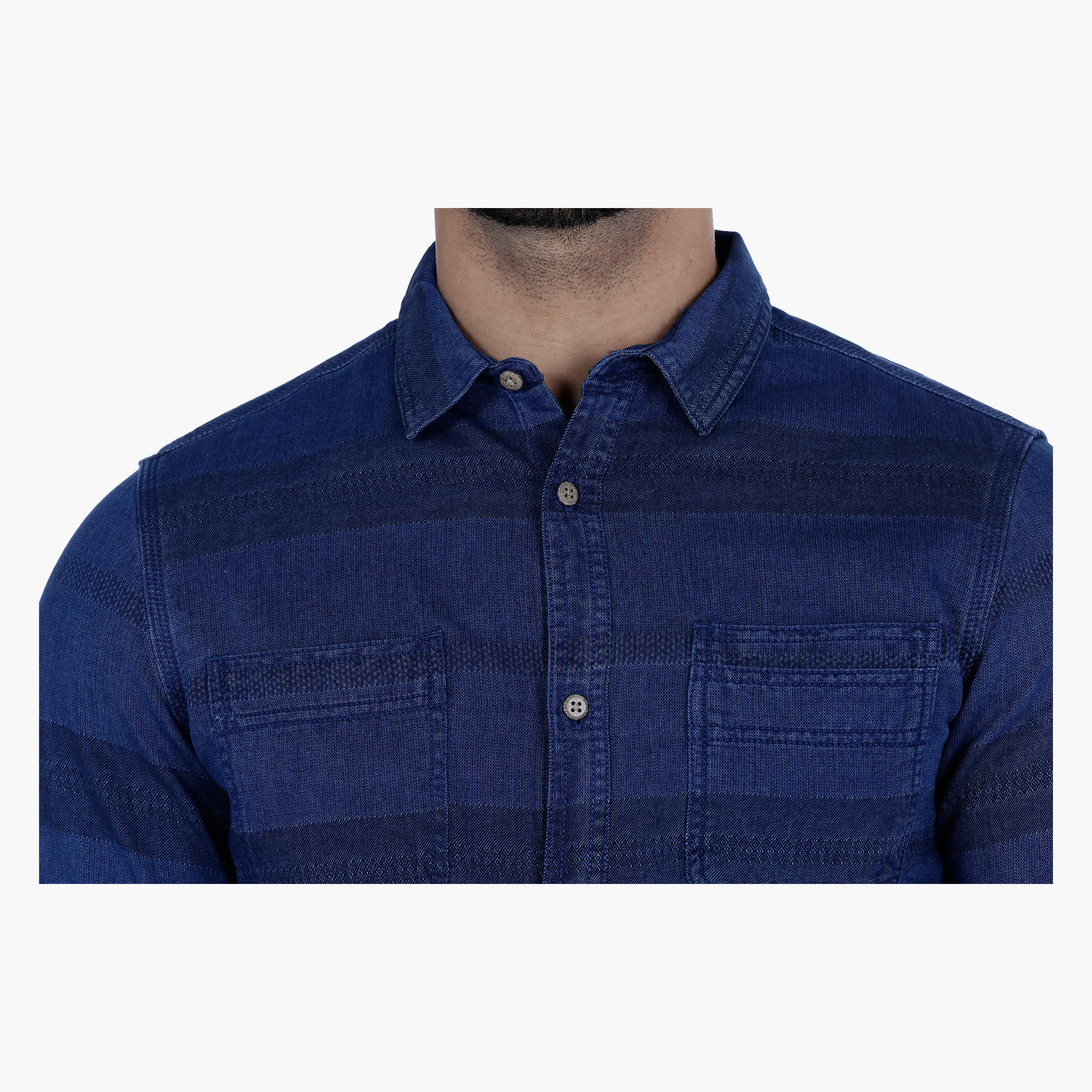 Striped Denim Shirt with Long Sleeves-men-clothing-shirts-image-4