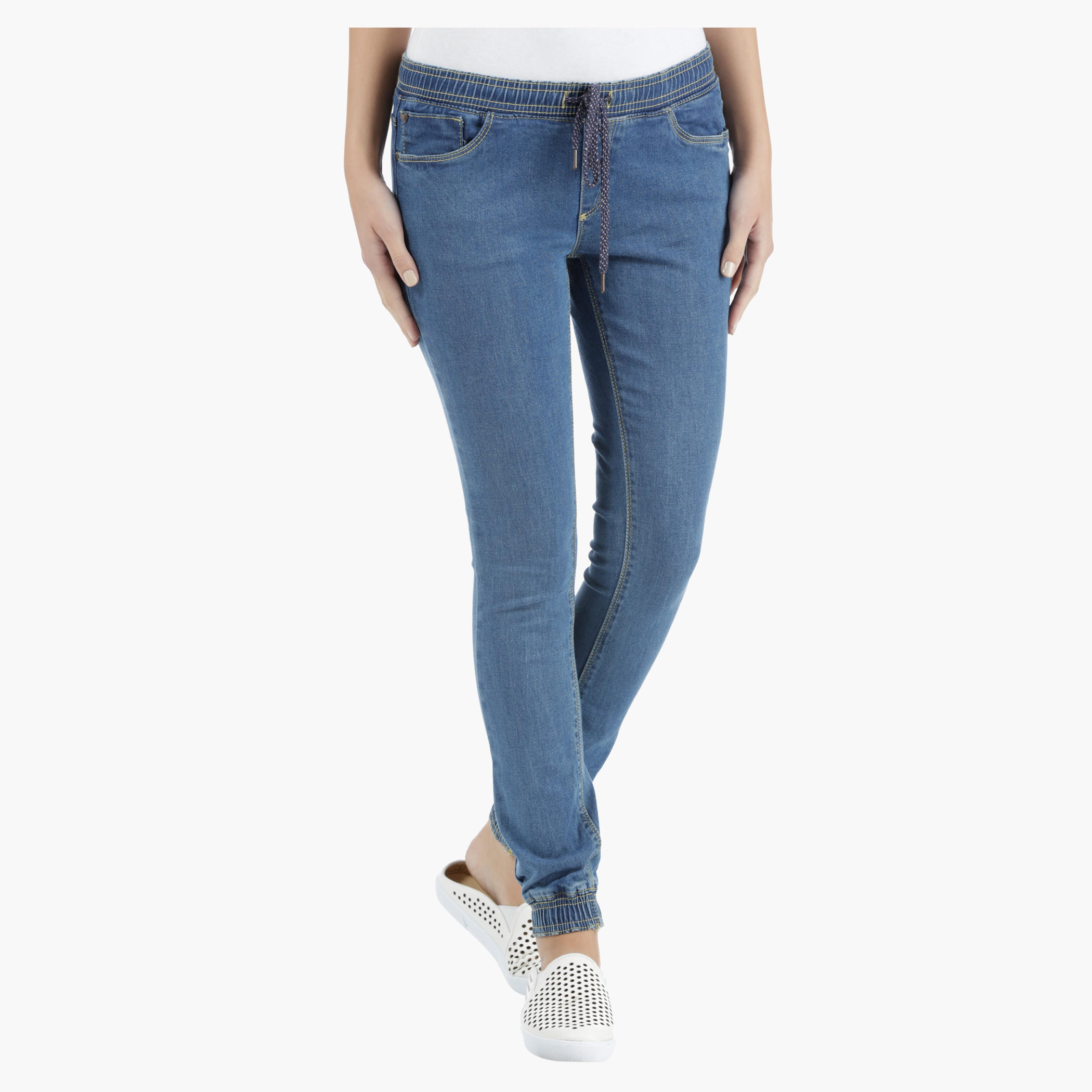 Denim Joggers in Skinny Fit-women-clothing-bottoms-jeans-image-1