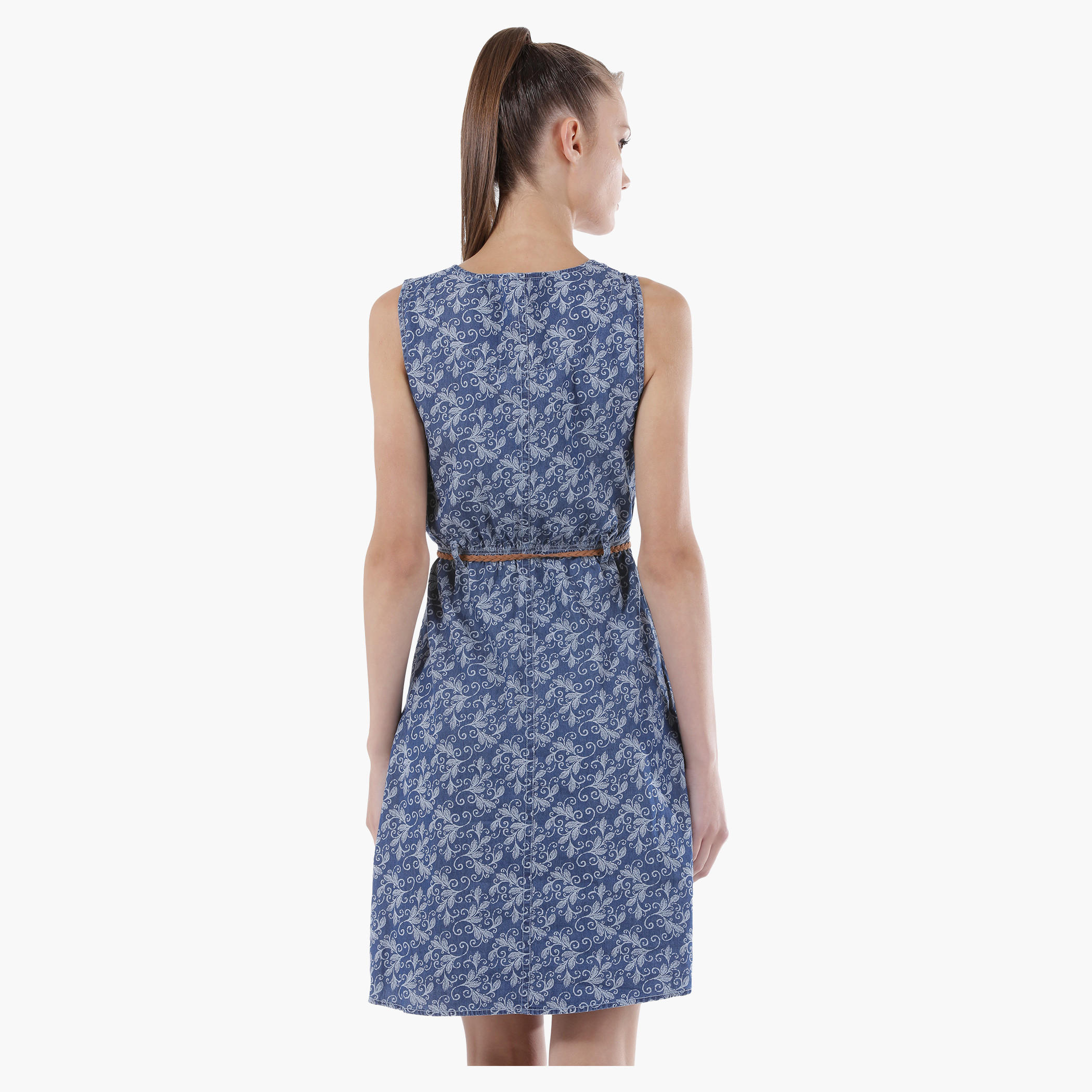 Denim Printed Mini Dress in Regular Fit-women-clothing-dresses-image-2