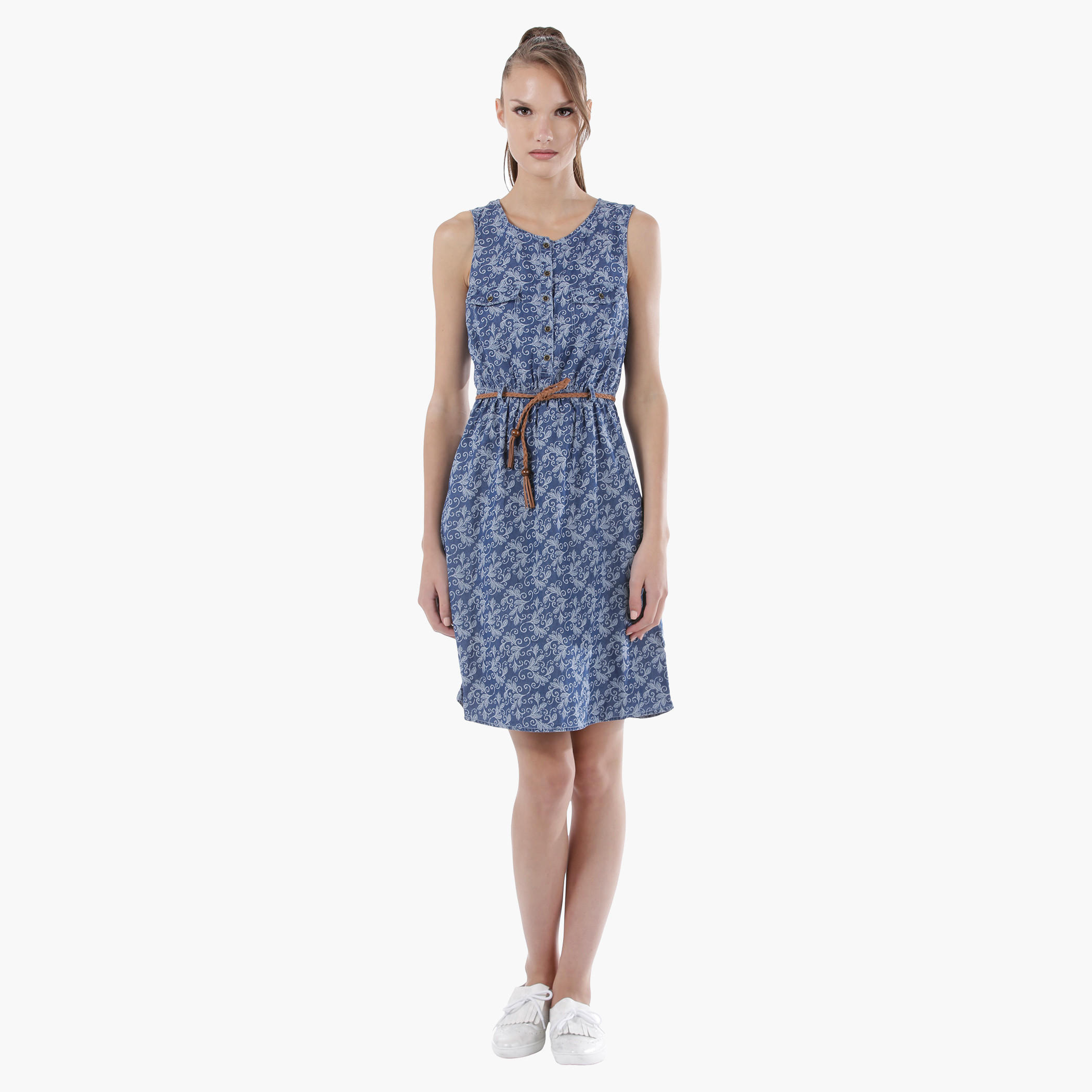 Denim Printed Mini Dress in Regular Fit-women-clothing-dresses-image-5