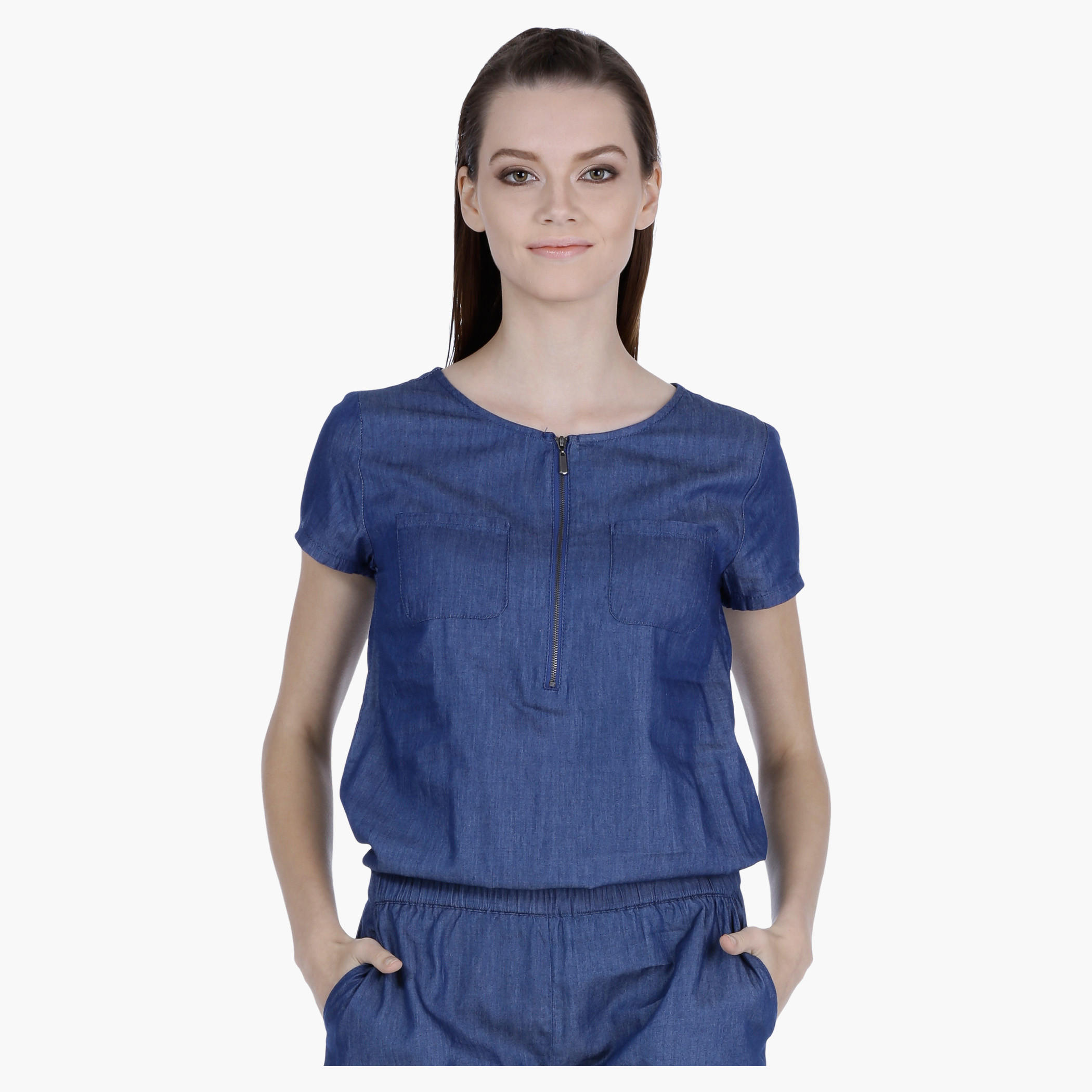 Short Sleeves Denim Romper-women-clothing-jumpsuits-image-1