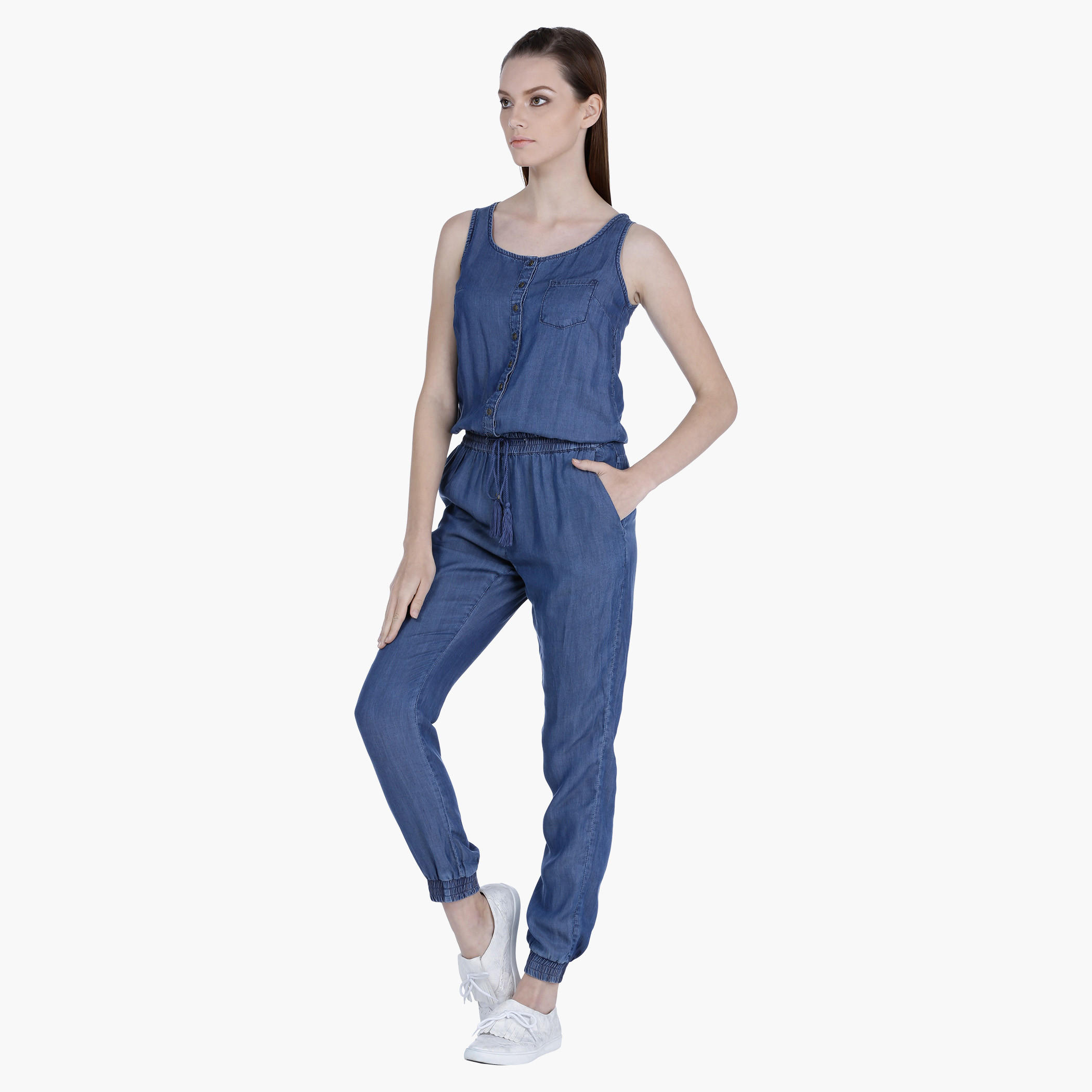 Denim Playsuit with Elasticised Cuffs-women-clothing-jumpsuits-image-3