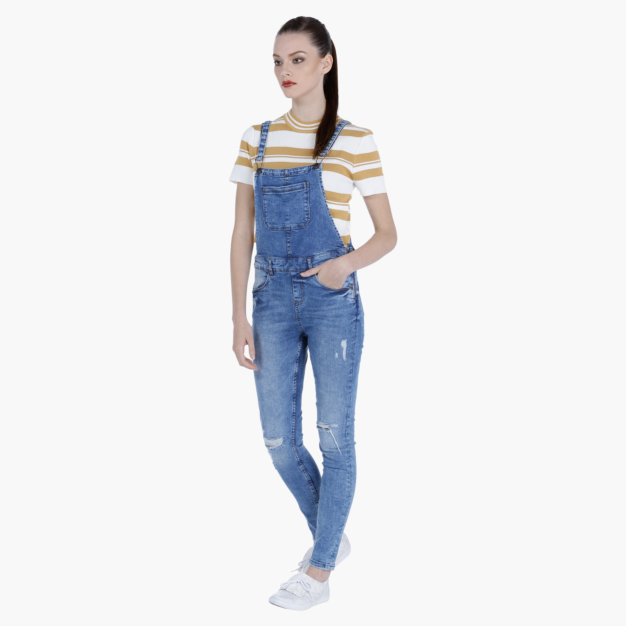 Denim Dungaree with Distressed Finish-women-clothing-jumpsuits-image-3