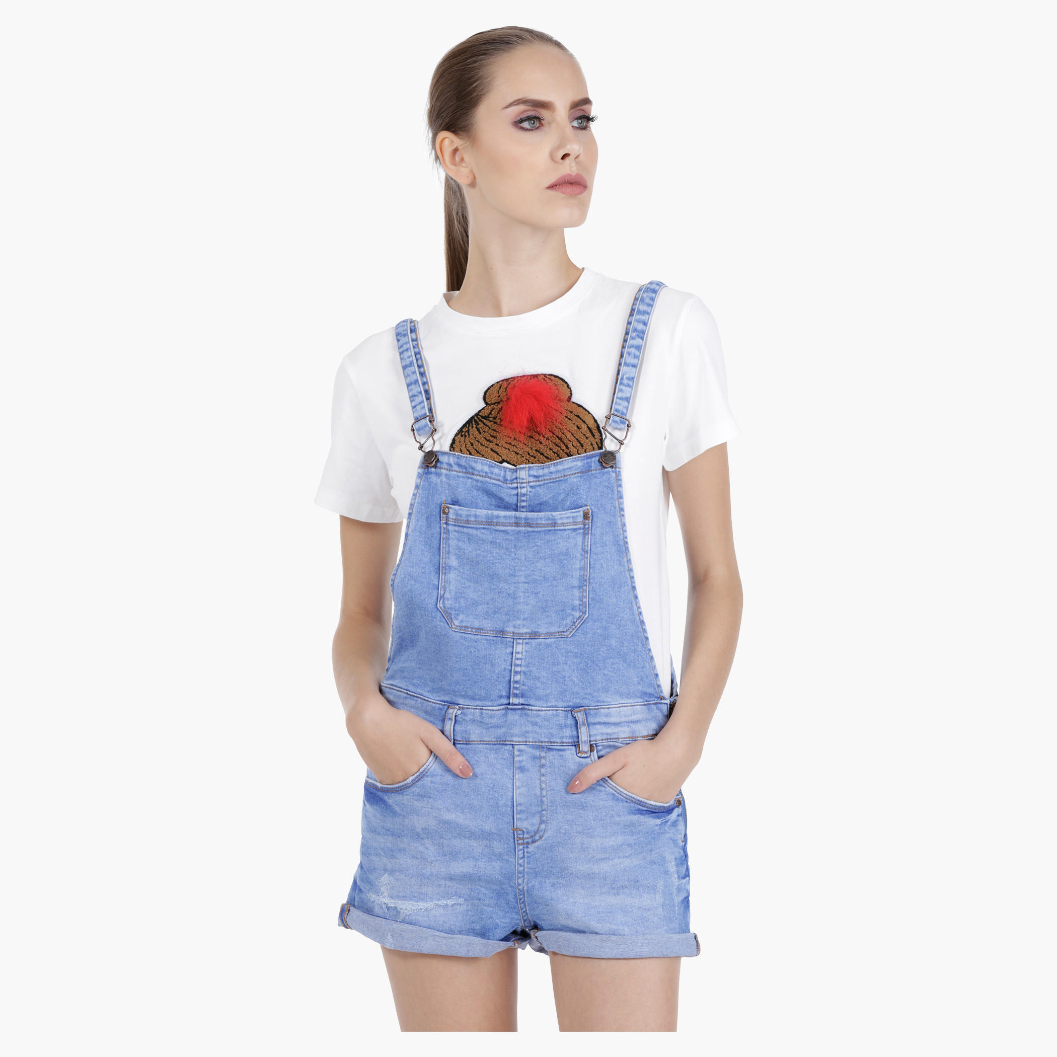 Denim Dungaree Shorts in Regular Fit-women-clothing-jumpsuits-image-1
