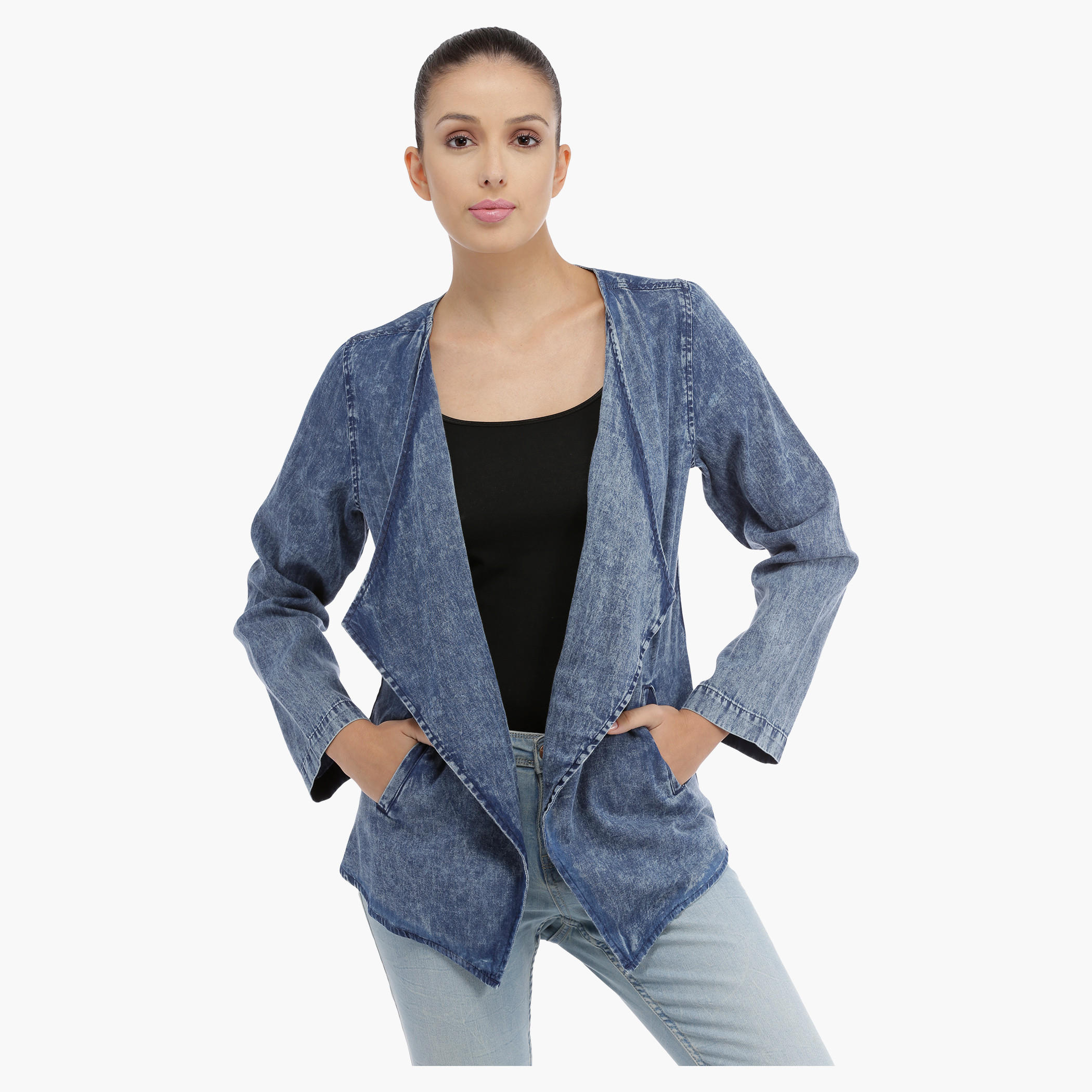 Denim Jacket with Long Sleeves-women-winterwear-coatsandjackets-jackets-image-1