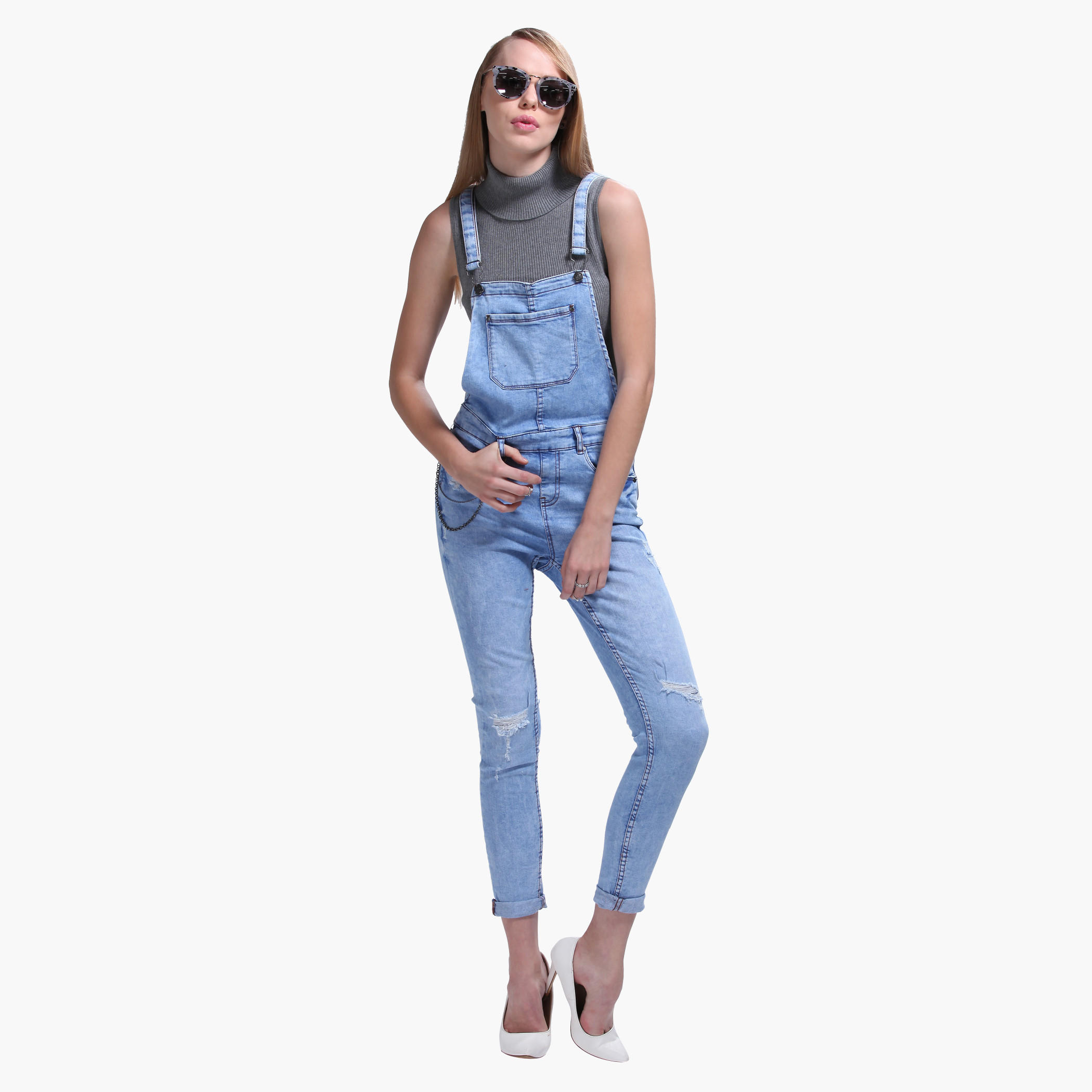 Full Length Dungree in Denim Finish-women-clothing-bottoms-jeans-image-1