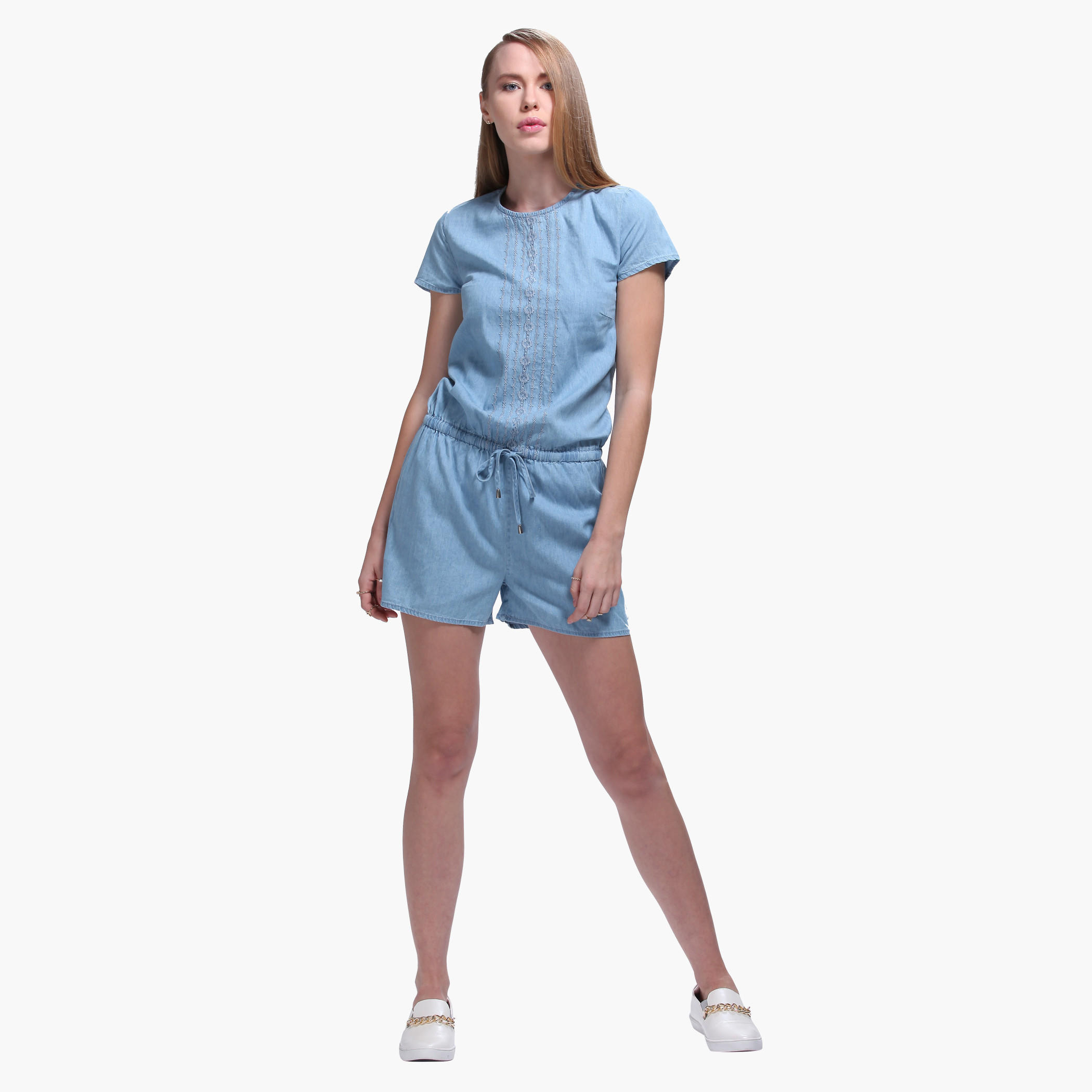 Textured Playsuit with Short Sleeves-women-clothing-jumpsuits-image-5