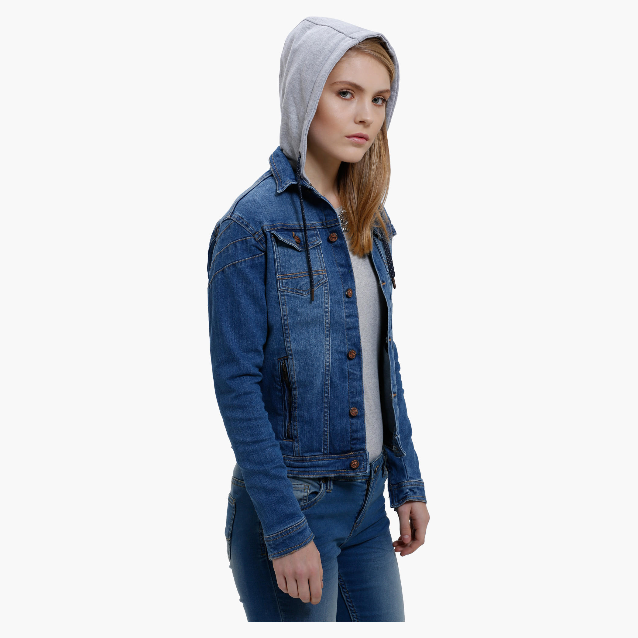 Denim Biker Jacket with Hood and Long Sleeves-women-winterwear-coatsandjackets-jackets-image-3