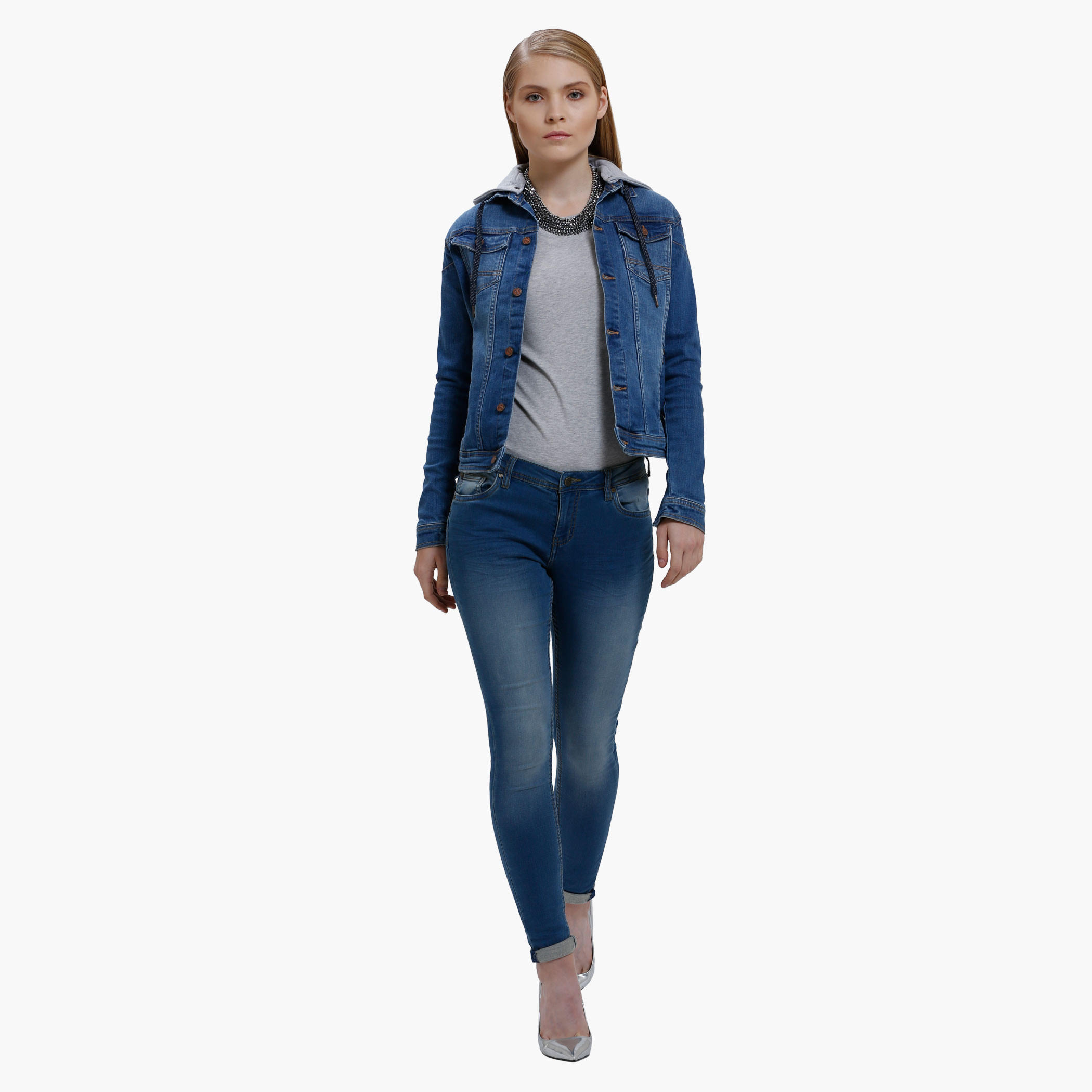 Denim Biker Jacket with Hood and Long Sleeves-women-winterwear-coatsandjackets-jackets-image-5