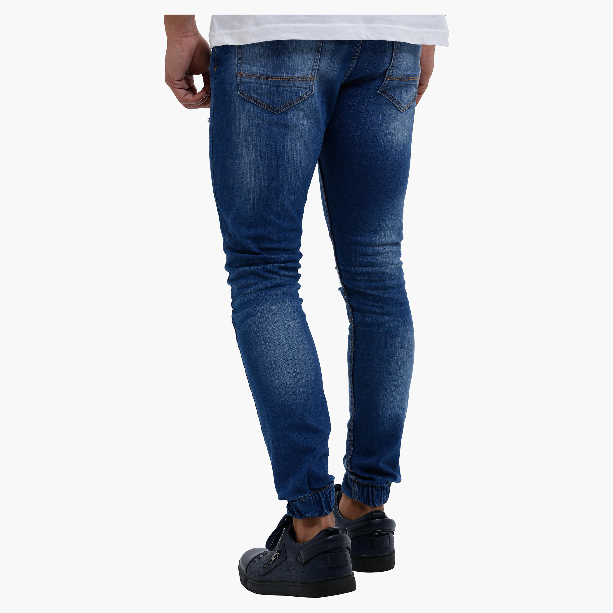 Distressed Denim Jog Pants with Elasticised Waistband and Drawstring-men-clothing-bottoms-jeans-image-4