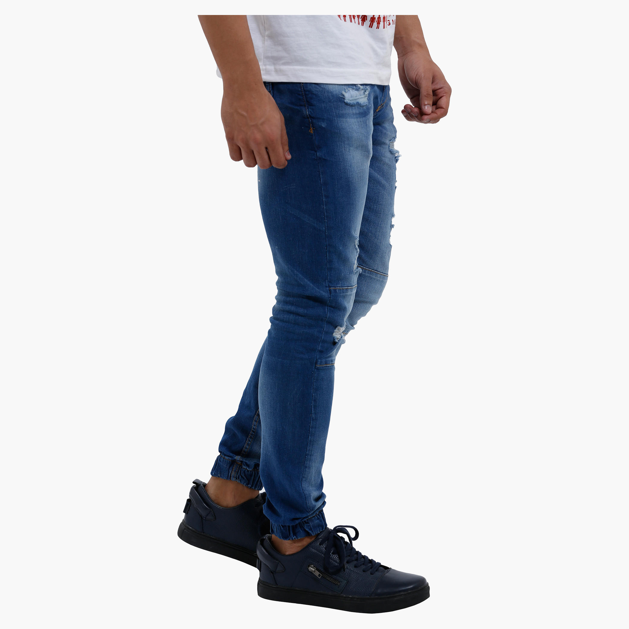 Distressed Denim Jog Pants with Elasticised Waistband and Drawstring-men-clothing-bottoms-jeans-image-3