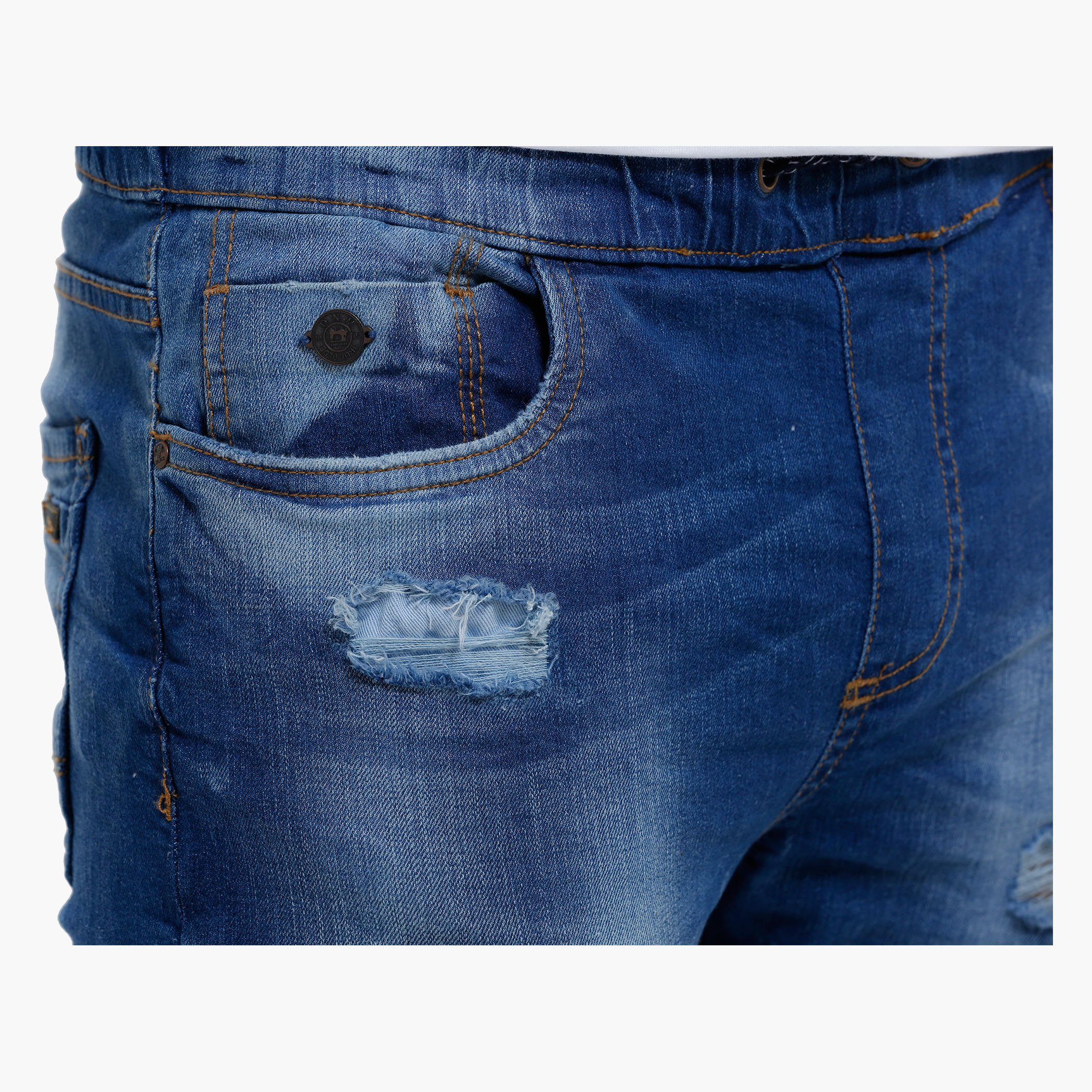 Distressed Denim Jog Pants with Elasticised Waistband and Drawstring-men-clothing-bottoms-jeans-image-4