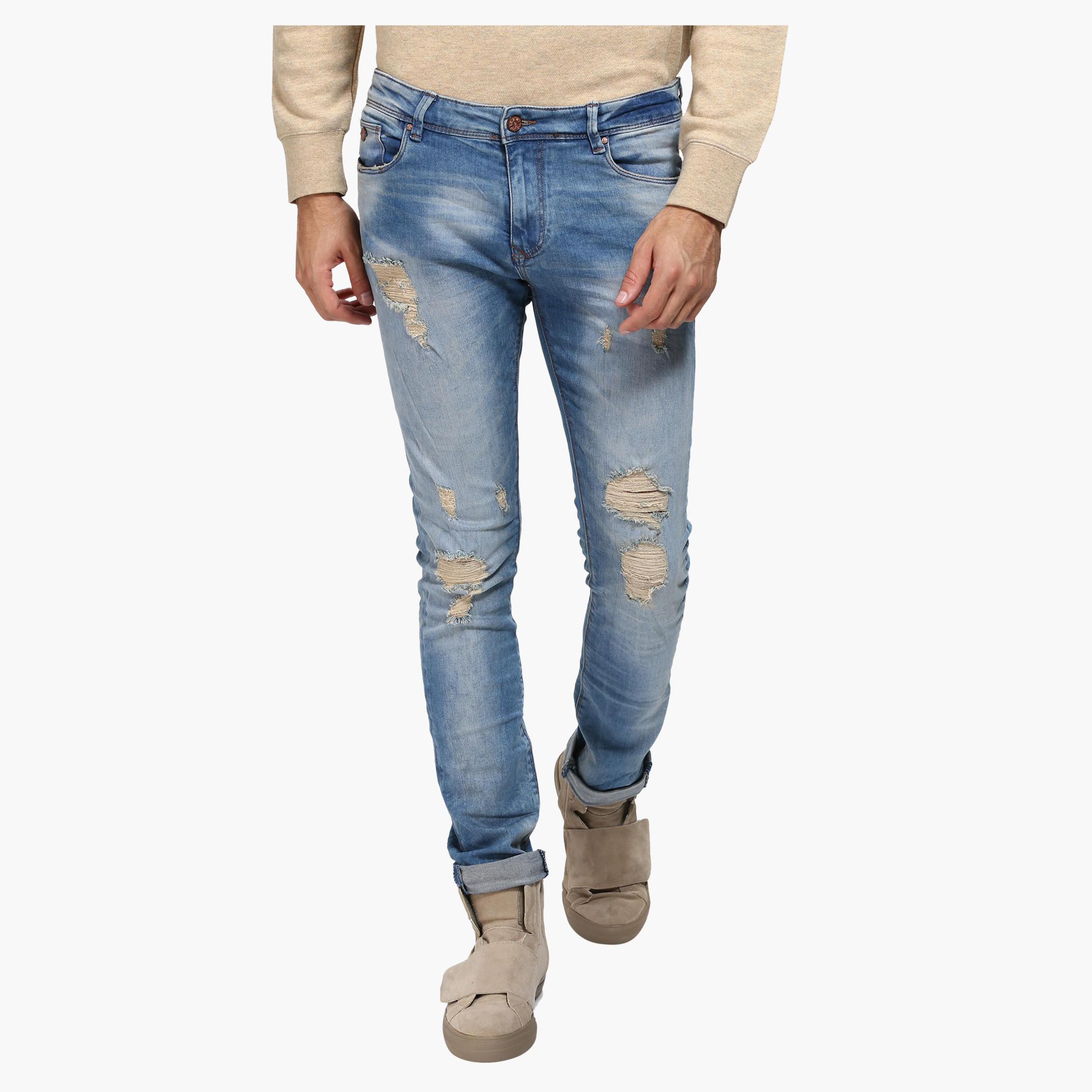 Full Length Torn Jeans in Slim Fit-men-clothing-bottoms-jeans-image-1