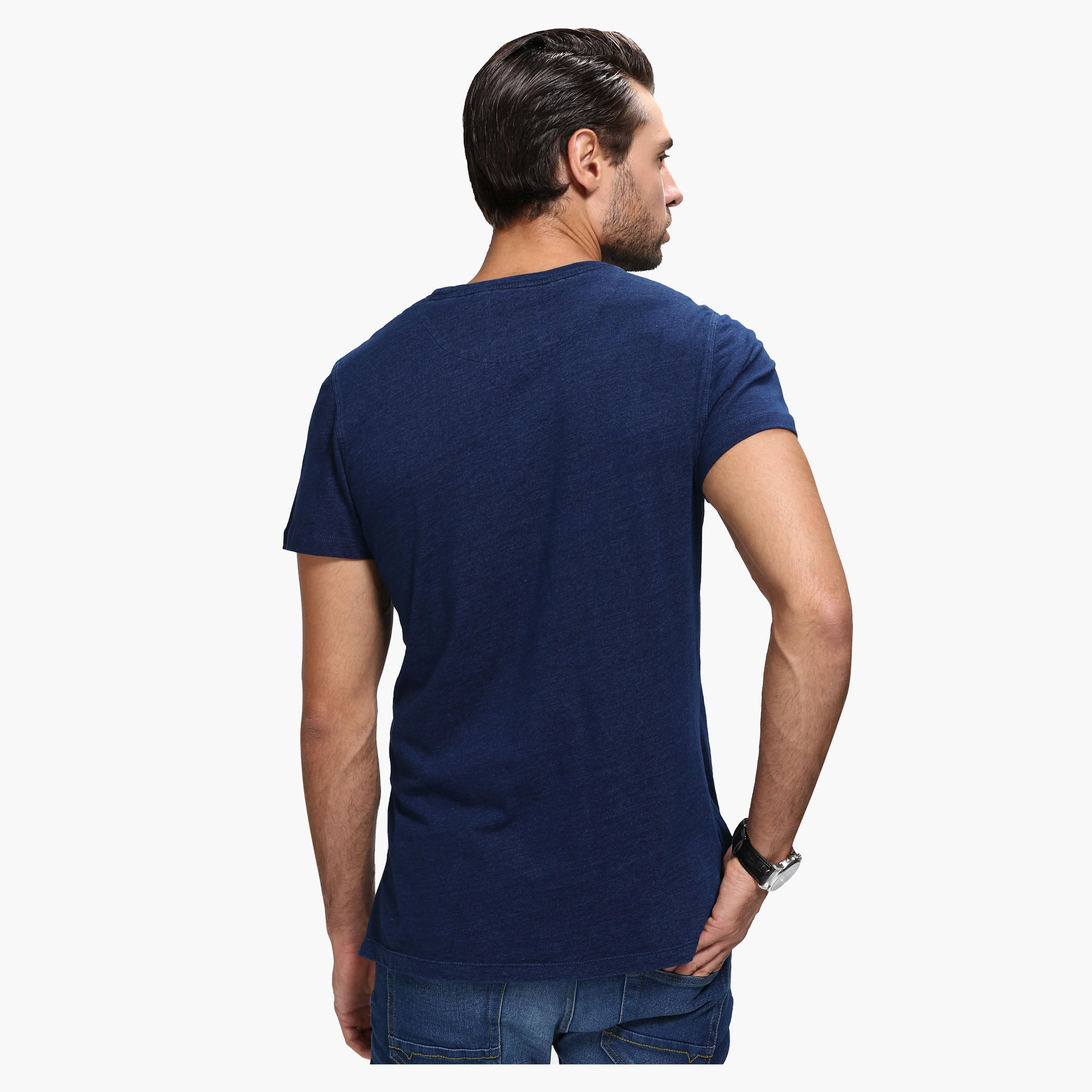 Printed Crew Neck Knitted T-Shirt with Short Sleeves-men-clothing-tshirtsandpolos-tshirts-image-2