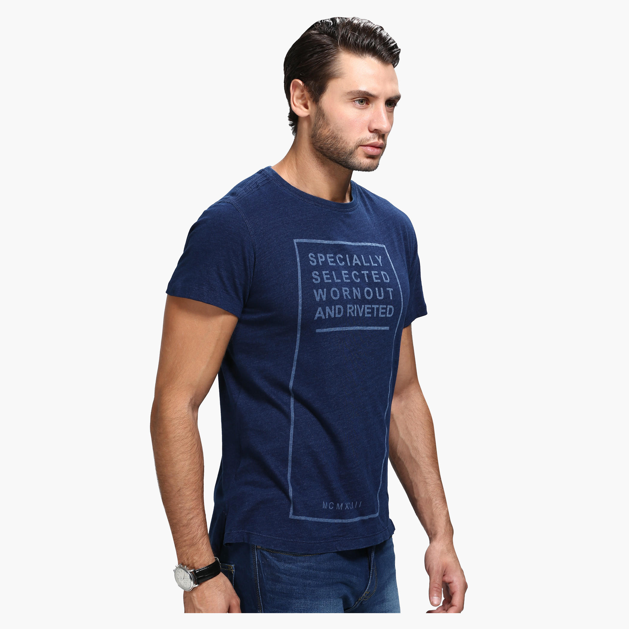 Printed Crew Neck Knitted T-Shirt with Short Sleeves-men-clothing-tshirtsandpolos-tshirts-image-3