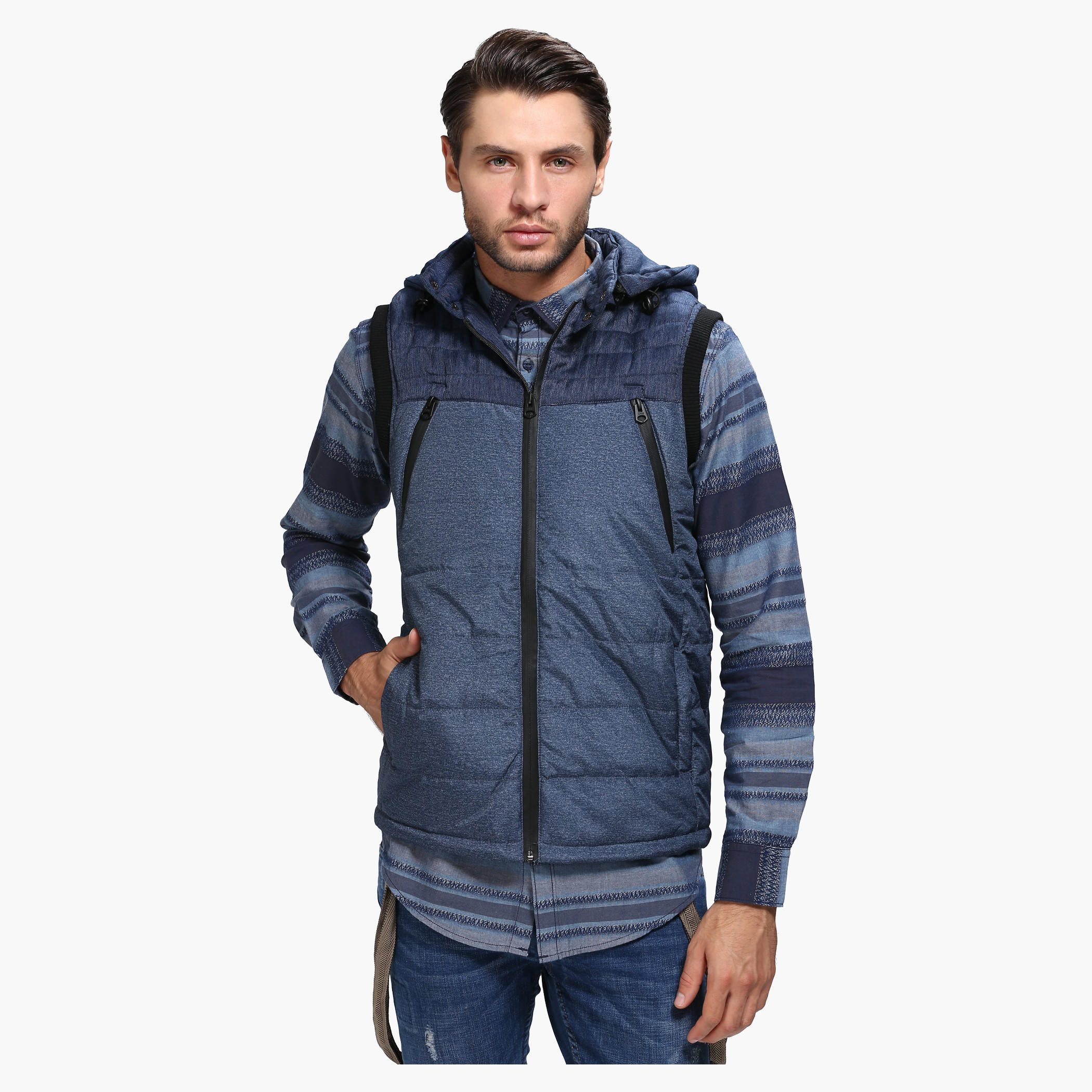 Sleeveless Jacket with Zip Detail and Hood-men-clothing-jacketsandblazers-jackets-image-1