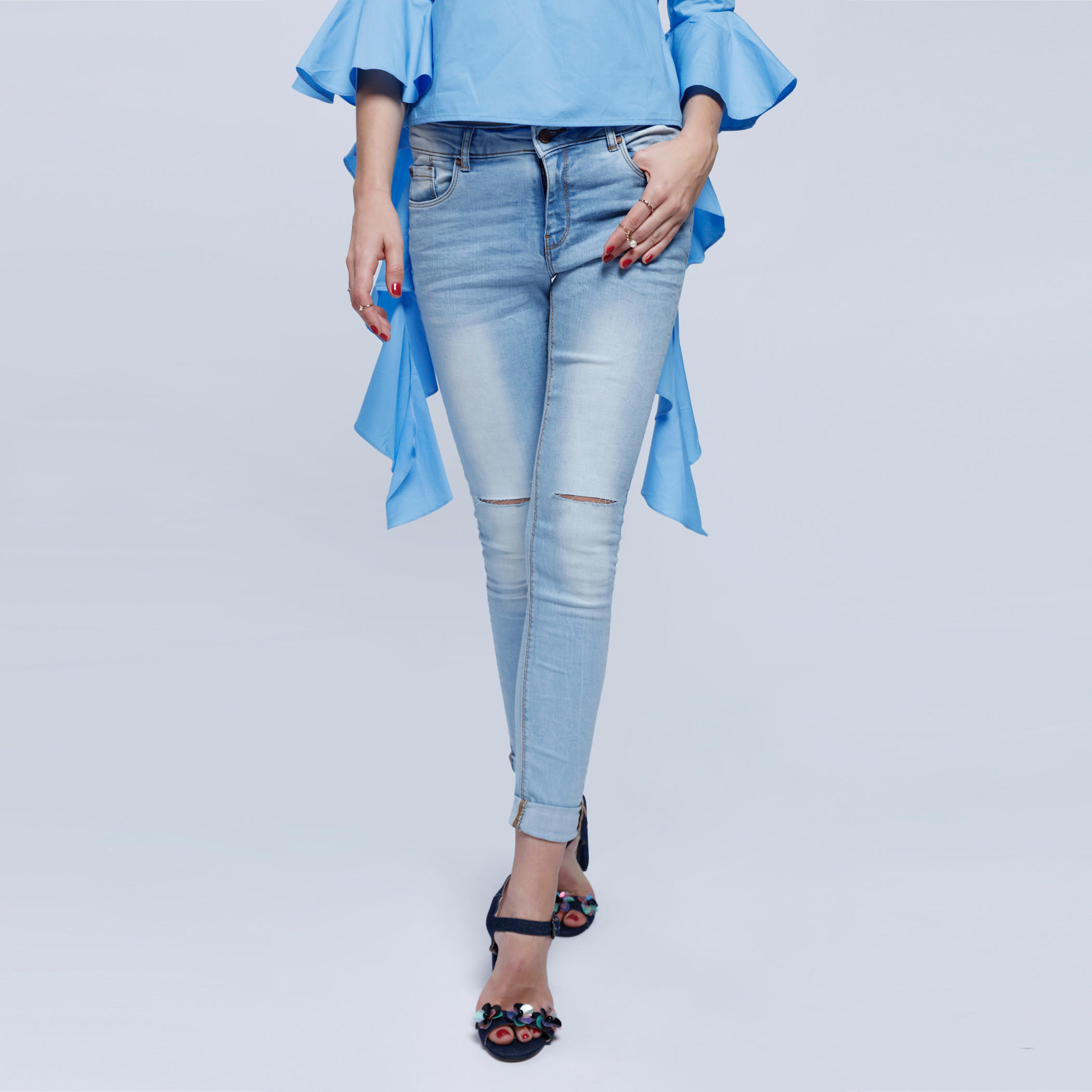 Full Length Denim Pants with Button Closure in Skinny Fit-women-clothing-bottoms-jeans-image-1