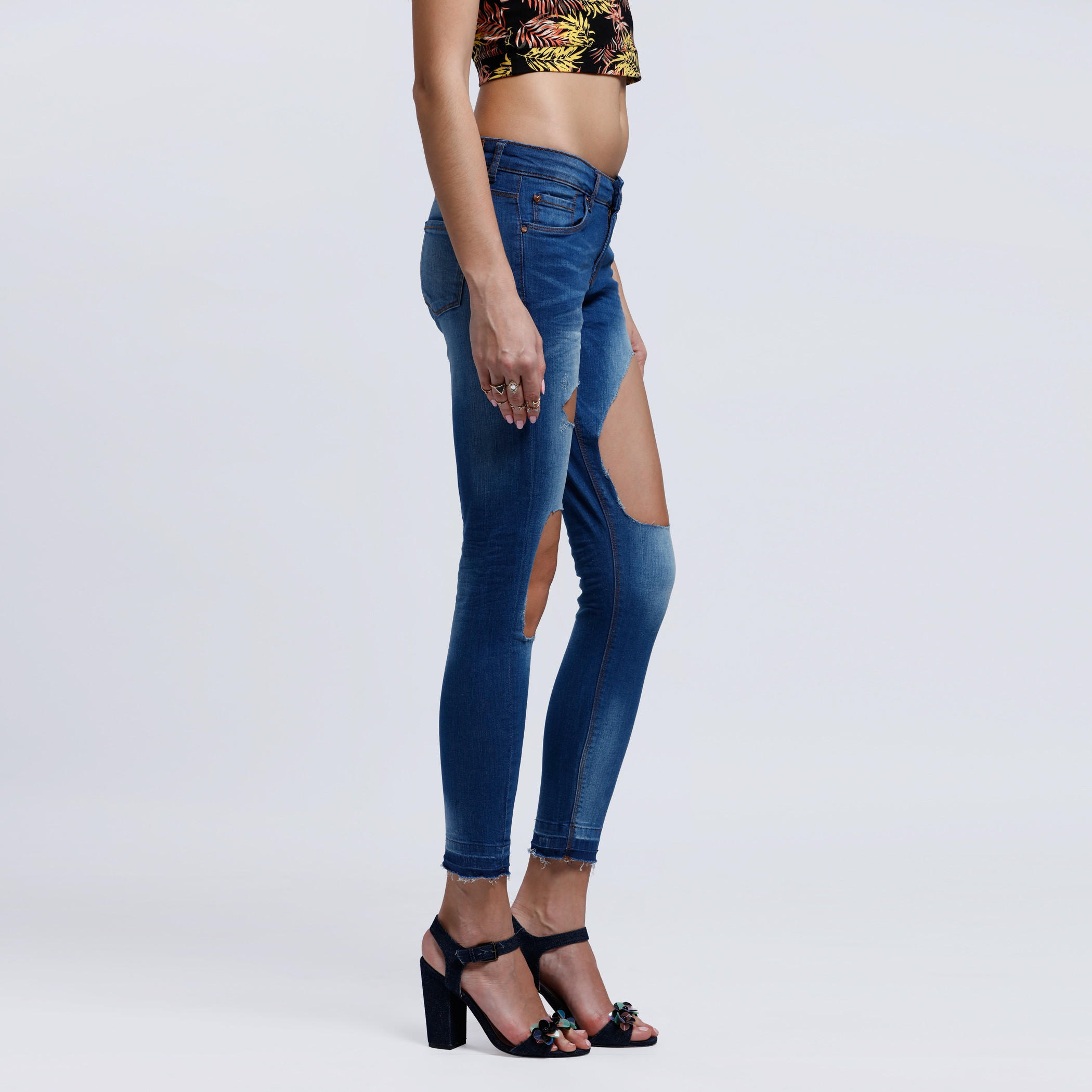 Distressed Full Length Jeans with Button Closure -women-clothing-bottoms-jeans-image-3