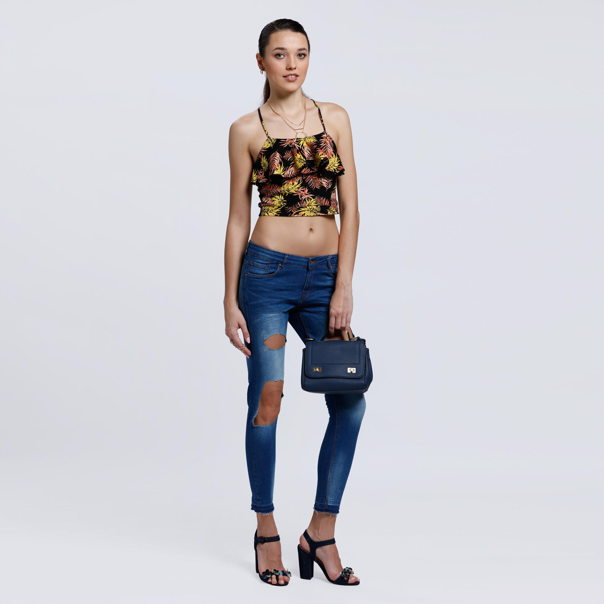 Distressed Full Length Jeans with Button Closure -women-clothing-bottoms-jeans-image-5
