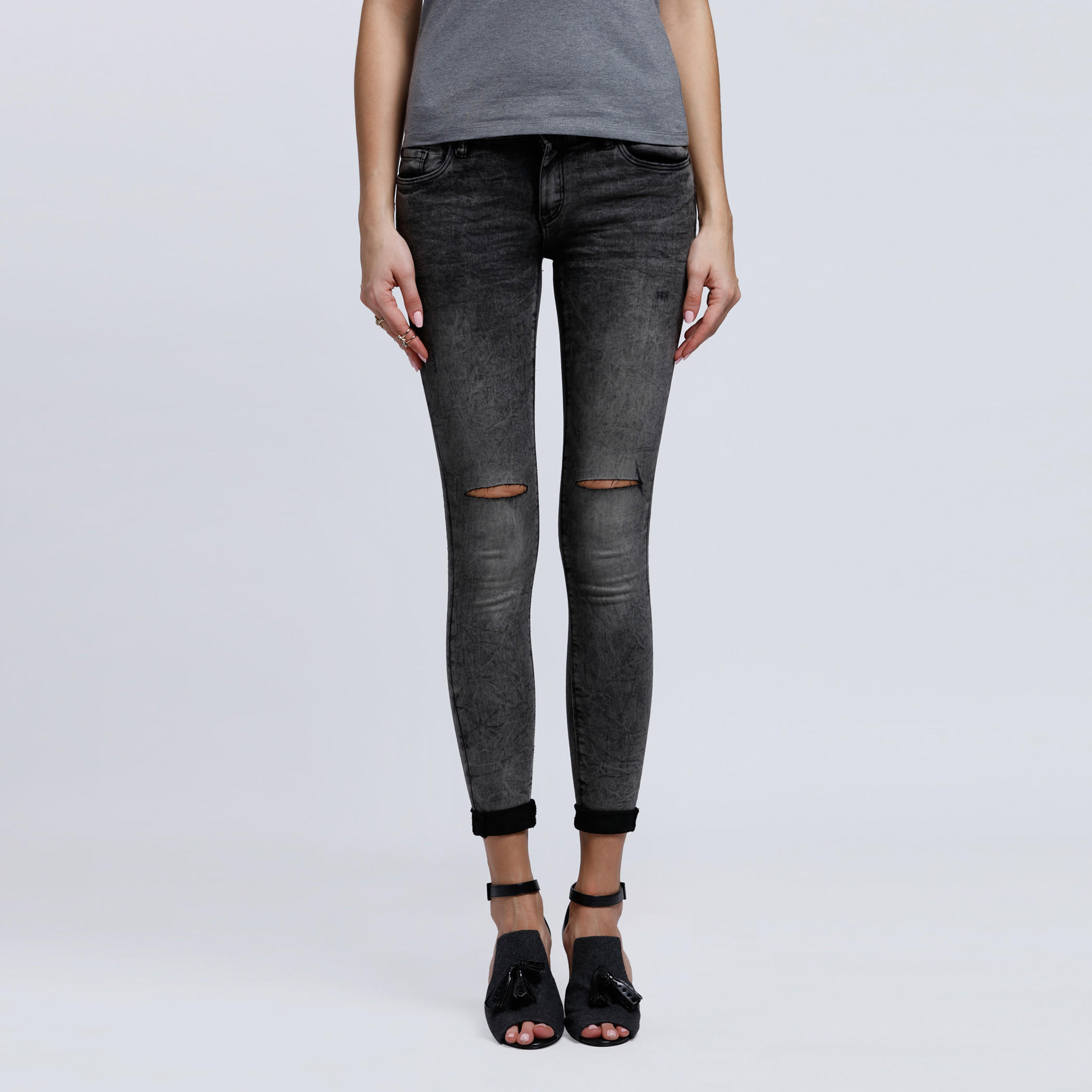Distressed Full Length Jeans with Button Closure -women-clothing-bottoms-jeans-image-1