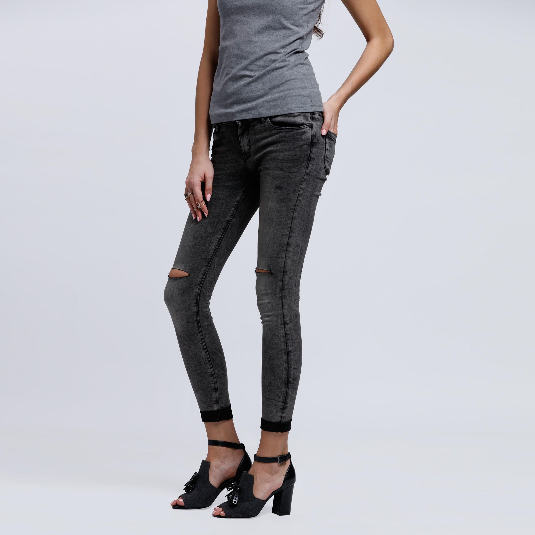 Distressed Full Length Jeans with Button Closure -women-clothing-bottoms-jeans-image-3