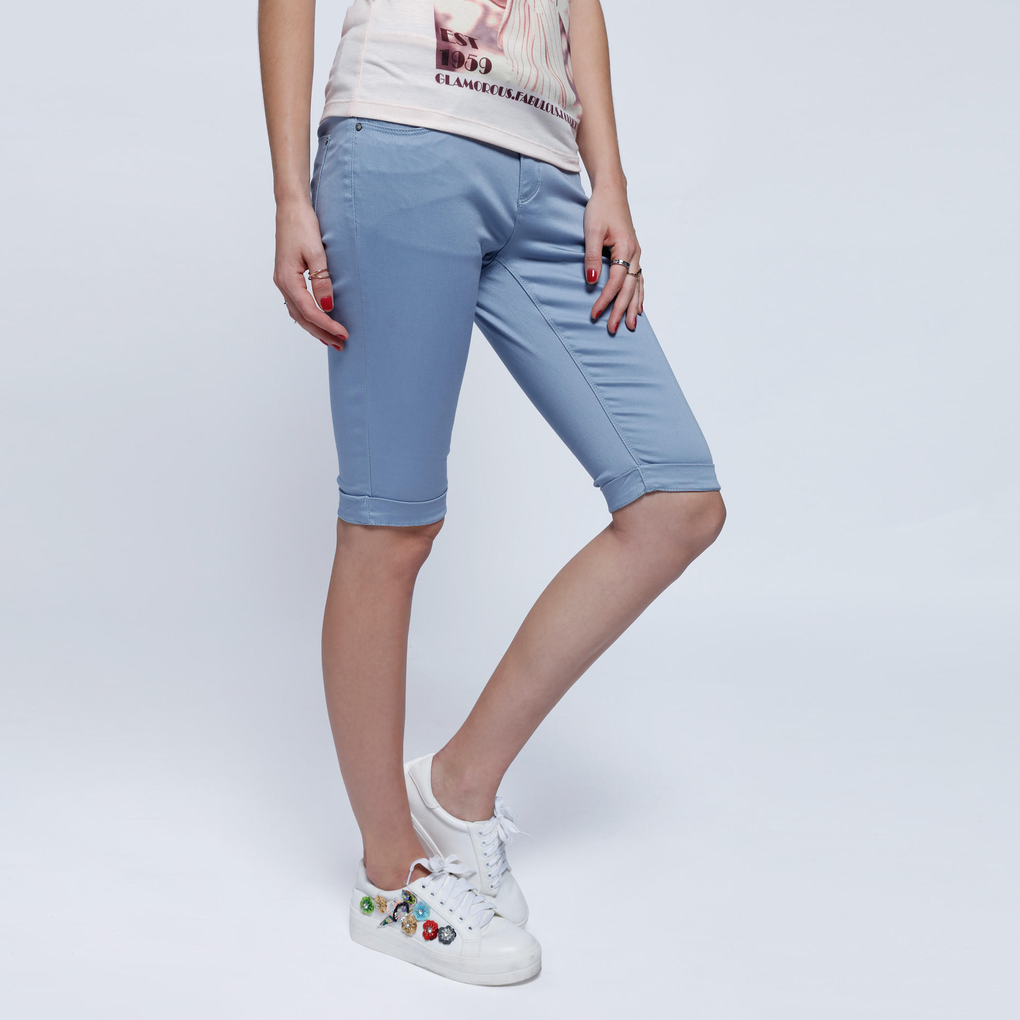 Denim Shorts with Button Closure-women-clothing-bottoms-shorts-image-3